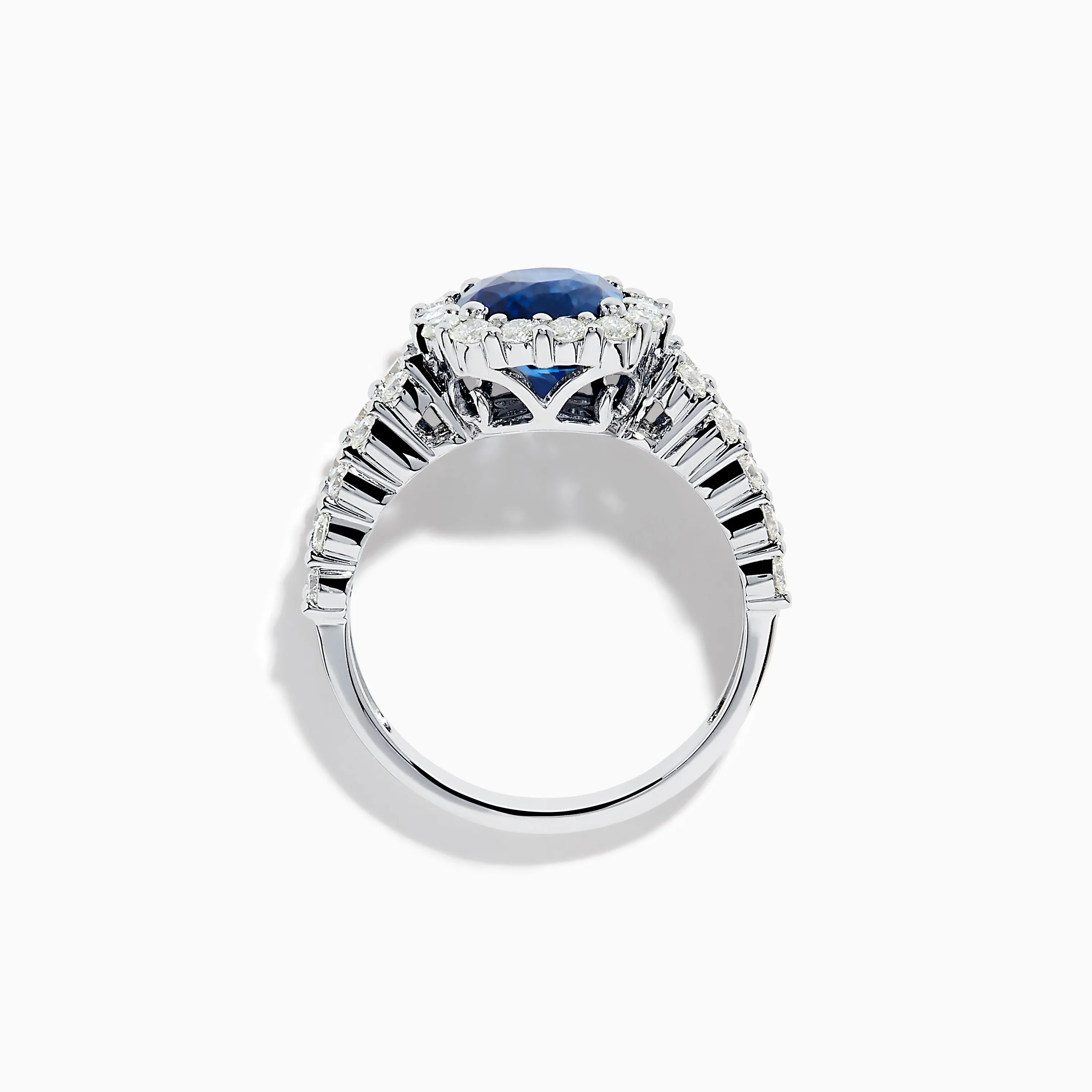 18K White Gold GIA Certified Cushion Cut Blue Sapphire and Diamond Ring sold by Effy product image thumbnail 3