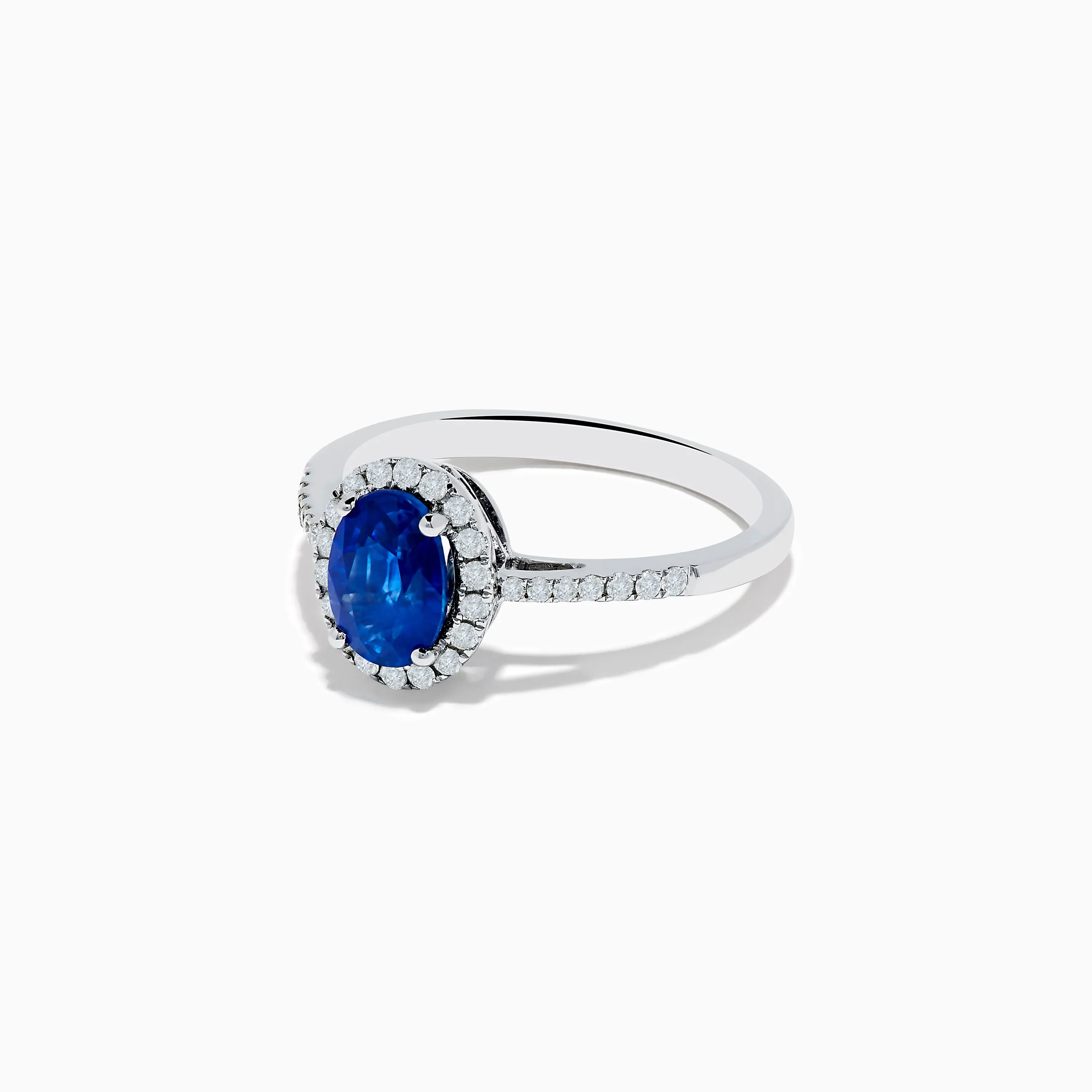 14K White Gold Oval Blue Sapphire and Diamond Ring sold by Effy product image thumbnail 2
