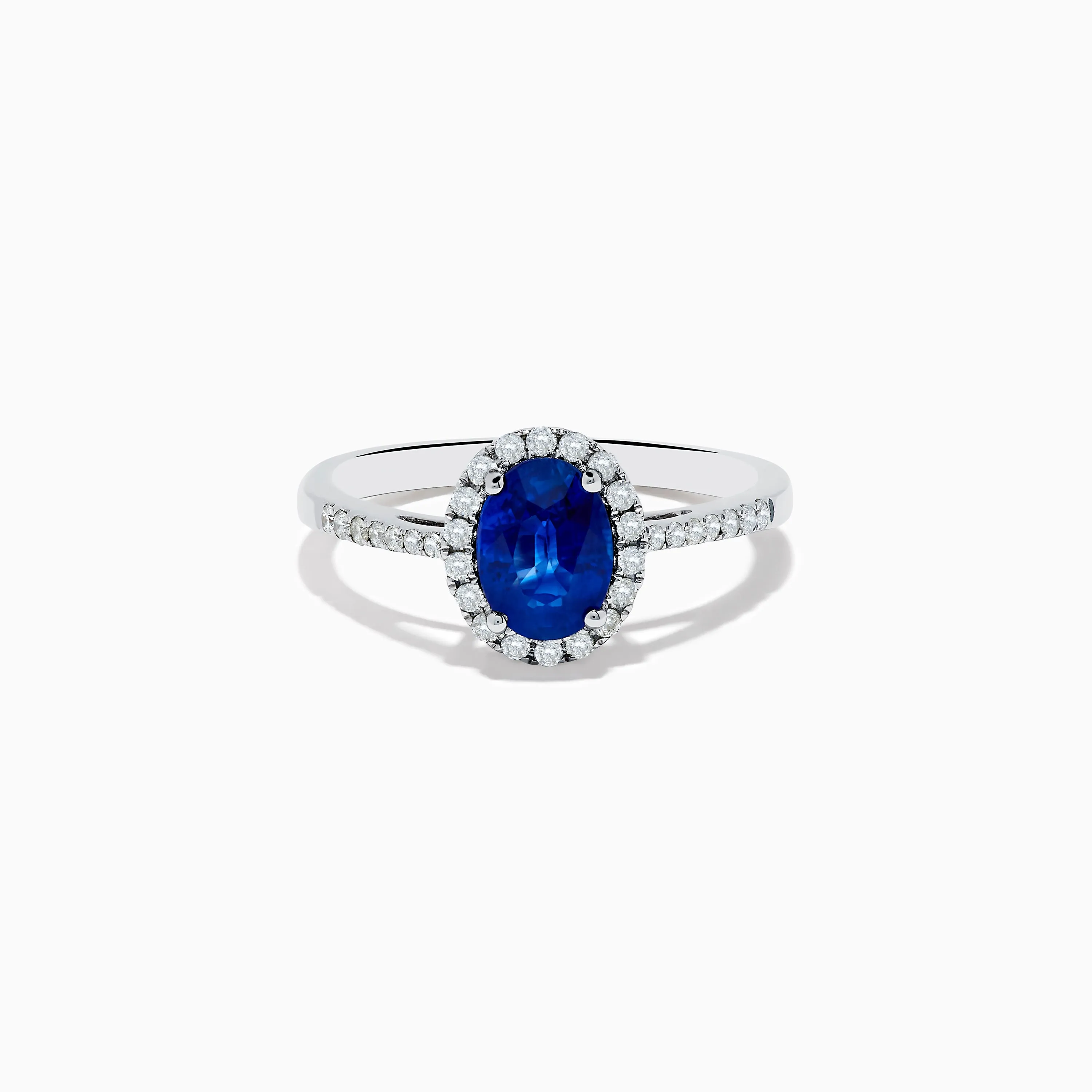 14K White Gold Oval Blue Sapphire and Diamond Ring sold by Effy