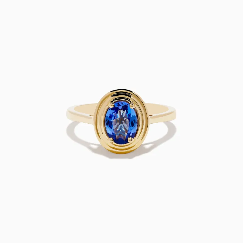14K Yellow Gold Tanzanite Faux-Triple Bezel Ring sold by Effy