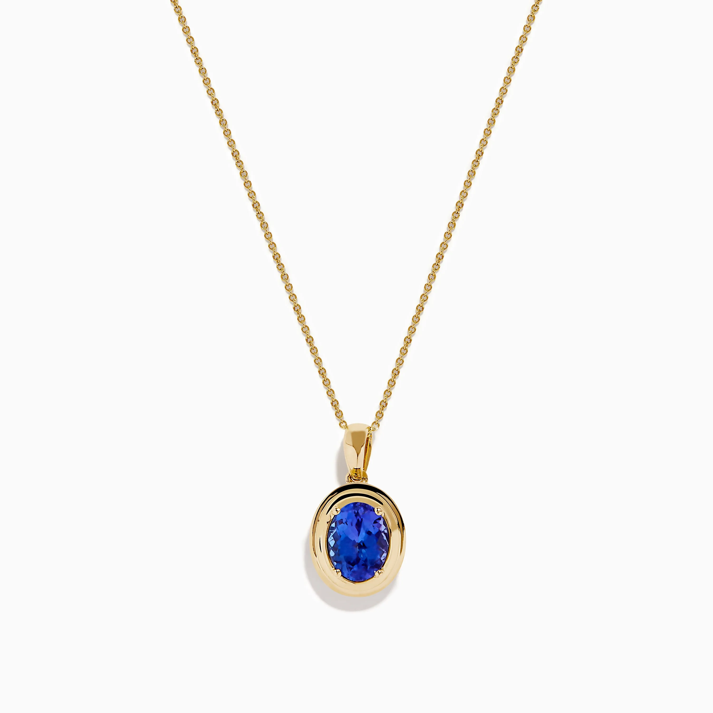 14K Yellow Gold Faux-Triple Bezel AAA Tanzanite Pendant sold by Effy