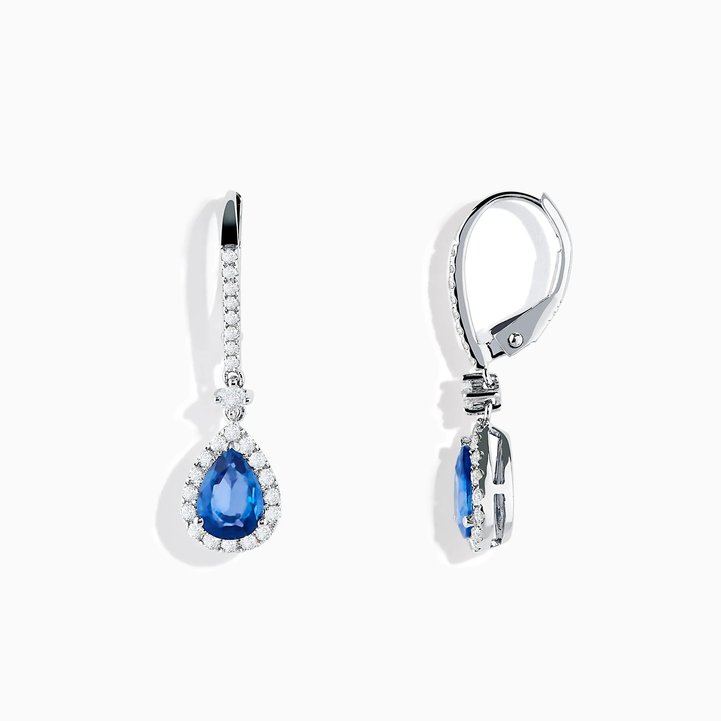 14K White Gold Pear Shape Blue Sapphire and Diamond Drop Earrings sold by Effy product image thumbnail 2