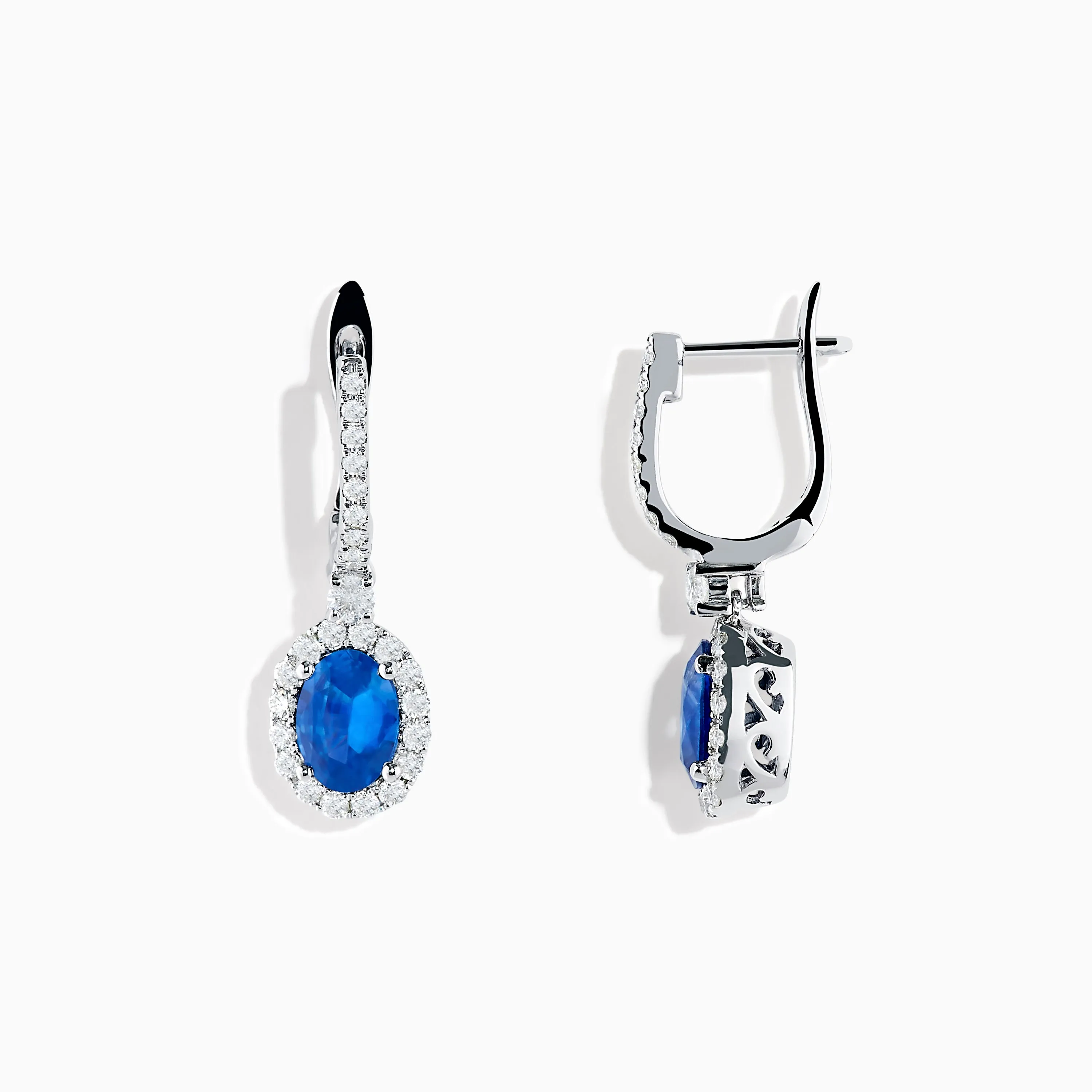 14K White Gold Oval Blue Sapphire and Diamond Drop Earrings sold by Effy product image thumbnail 2