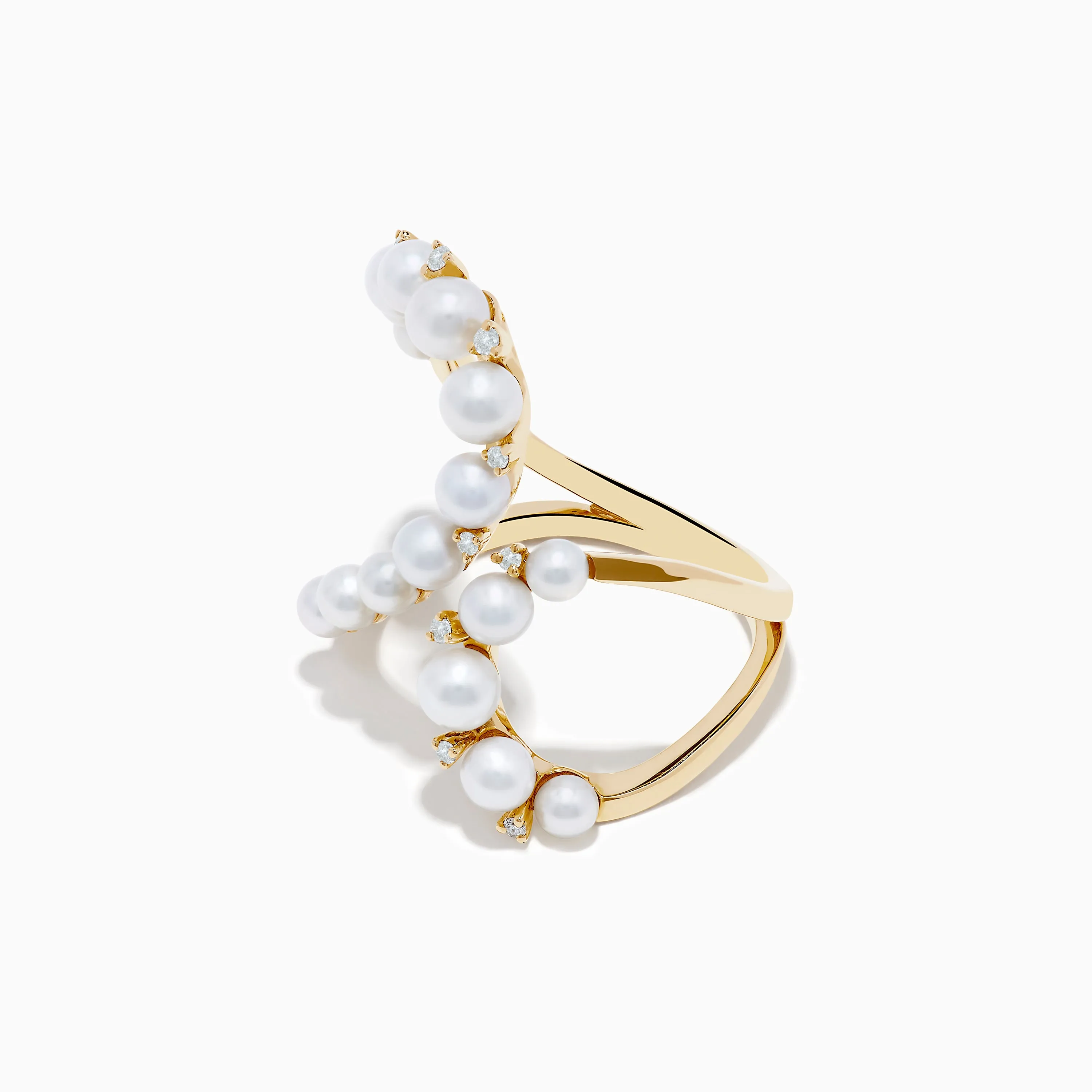14K Yellow Gold Fresh Water Pearl and Diamond Open Loop Shank Ring sold by Effy product image thumbnail 2