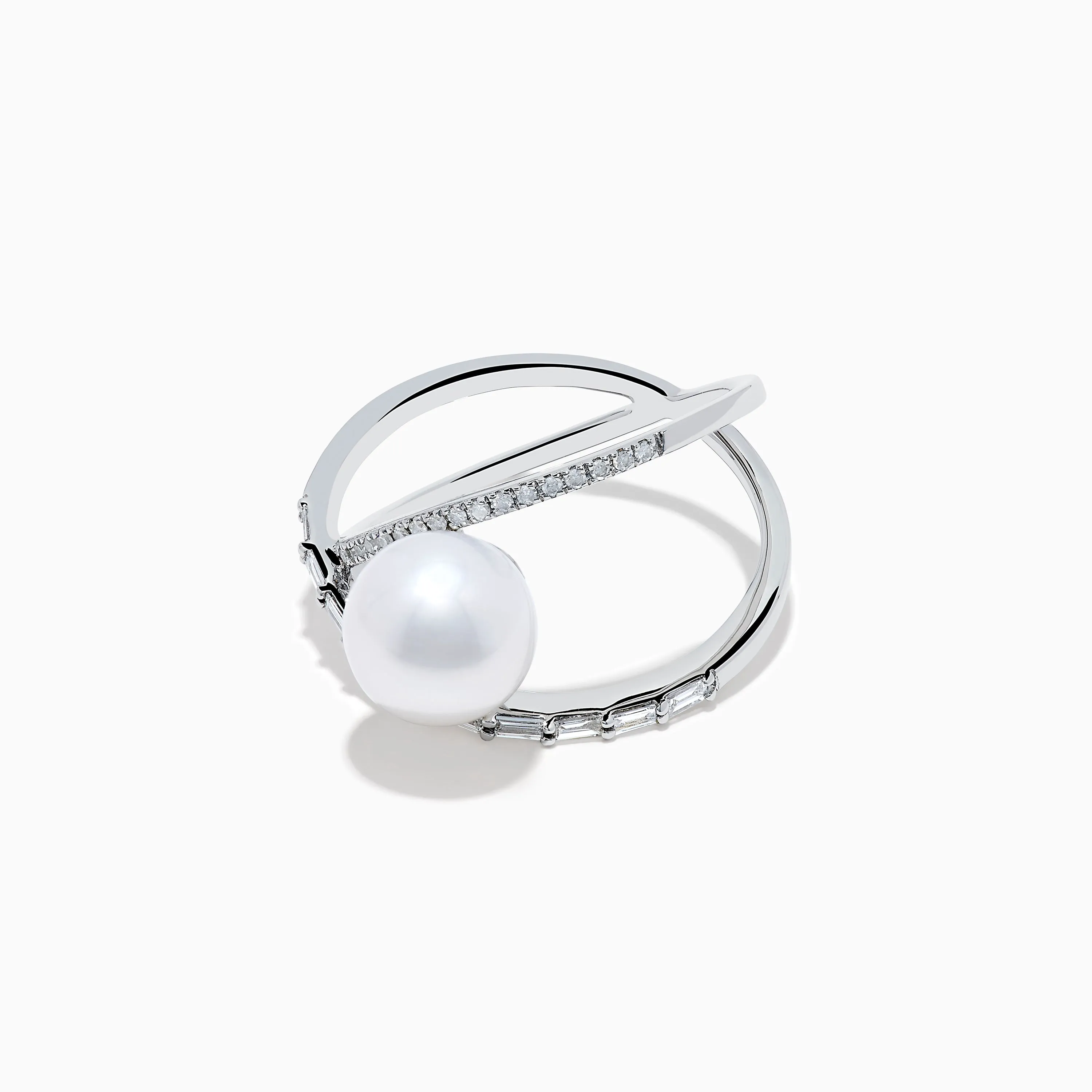 14K White Gold Fresh Water Pearl and Diamond Criss Cross Ring sold by Effy product image thumbnail 2