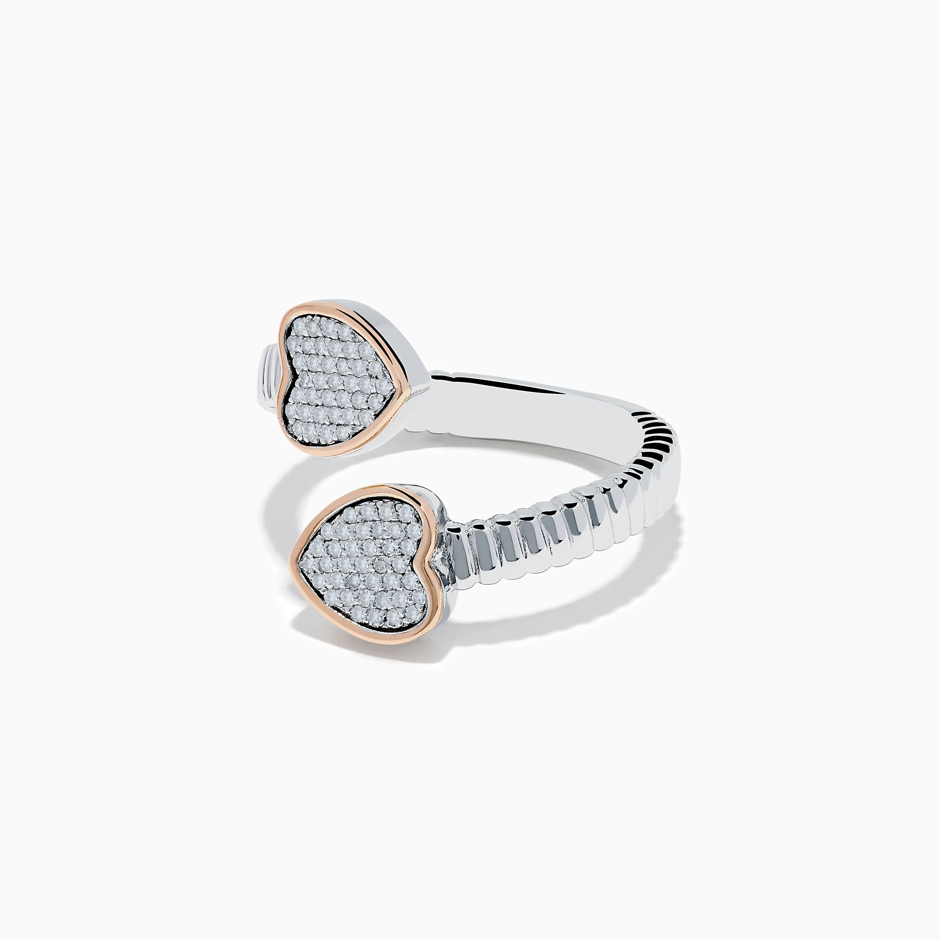 925 Sterling Silver & 14K Rose Gold Diamond Heart Bypass Ring sold by Effy product image thumbnail 2