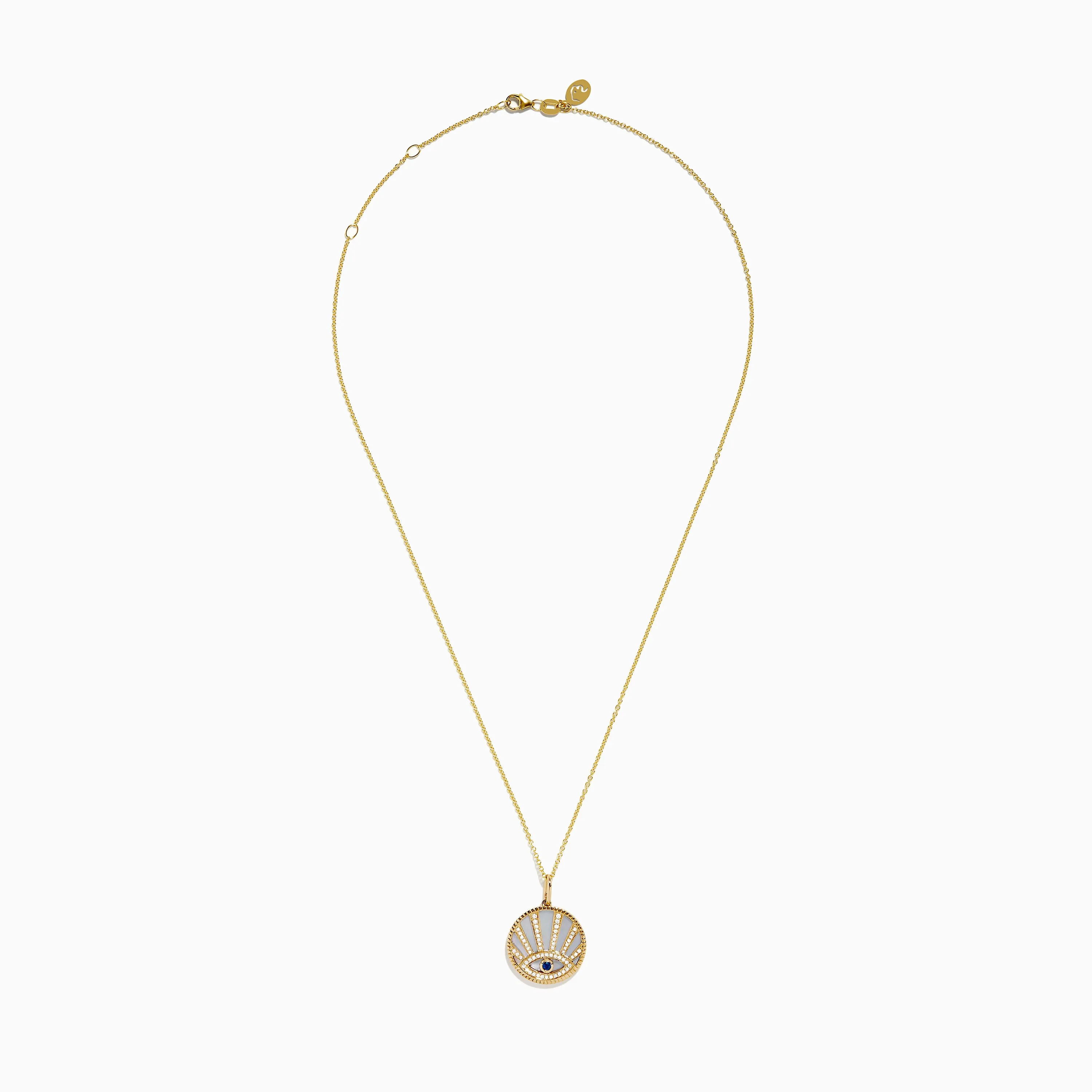 14K Yellow Gold Mother Of Pearl, Diamond and Sapphire Evil Eye Pendant sold by Effy product image thumbnail 2