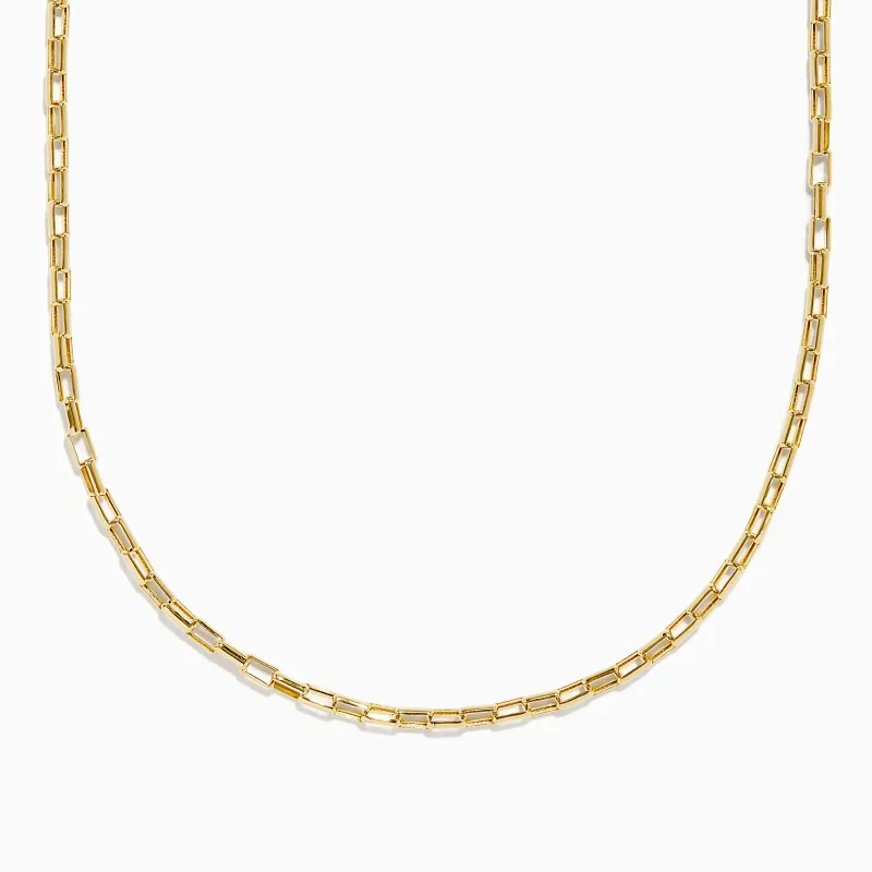 14K Yellow Gold Hollow Rectangle Link Necklace sold by Effy