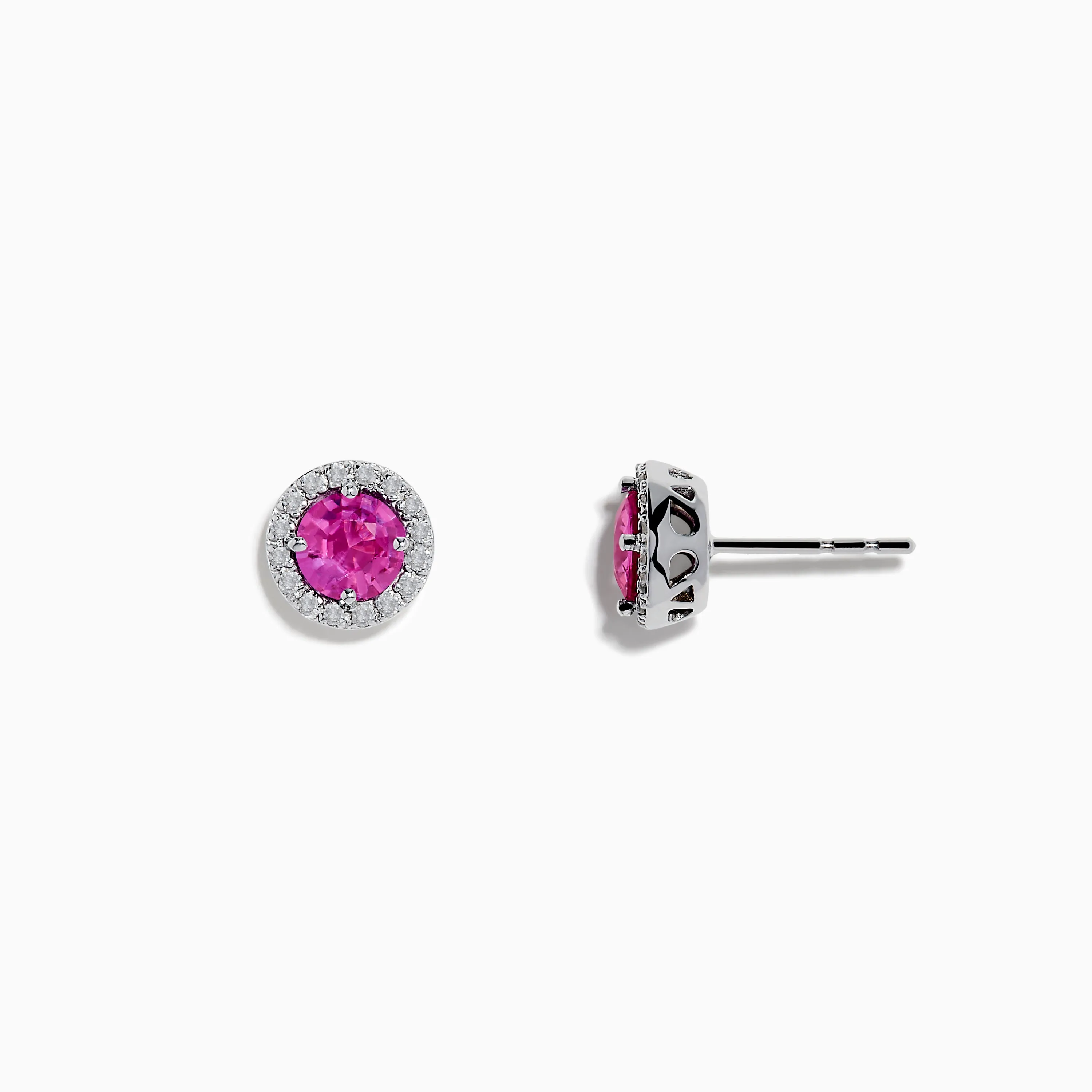 14K White Gold Pink Sapphire and Diamond Stud Earrings sold by Effy product image thumbnail 2