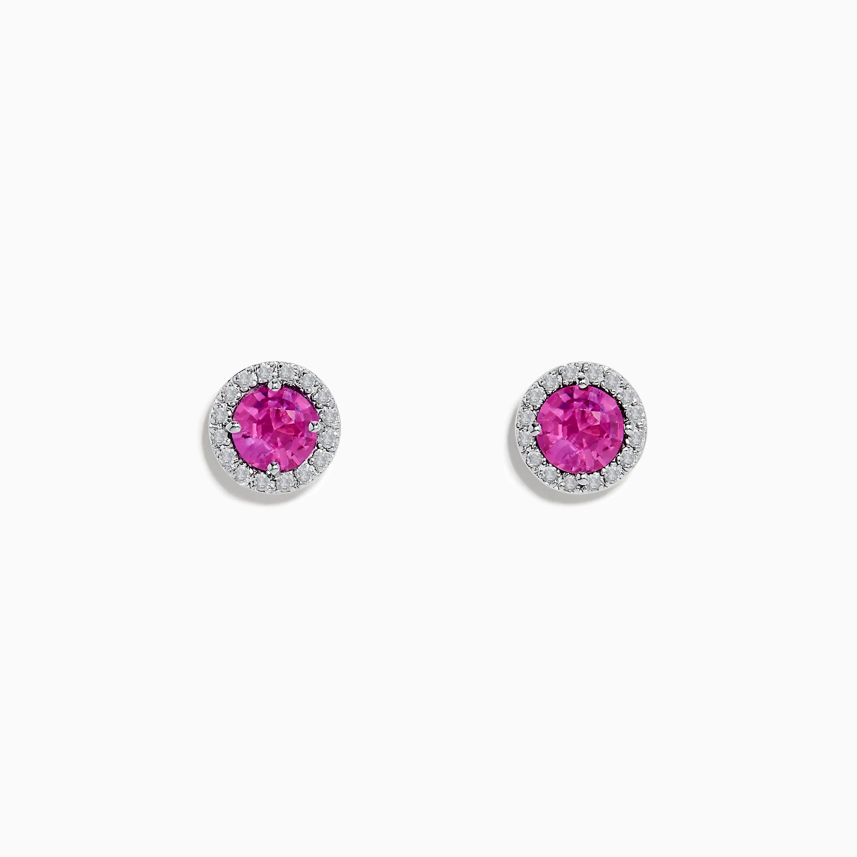 14K White Gold Pink Sapphire and Diamond Stud Earrings sold by Effy