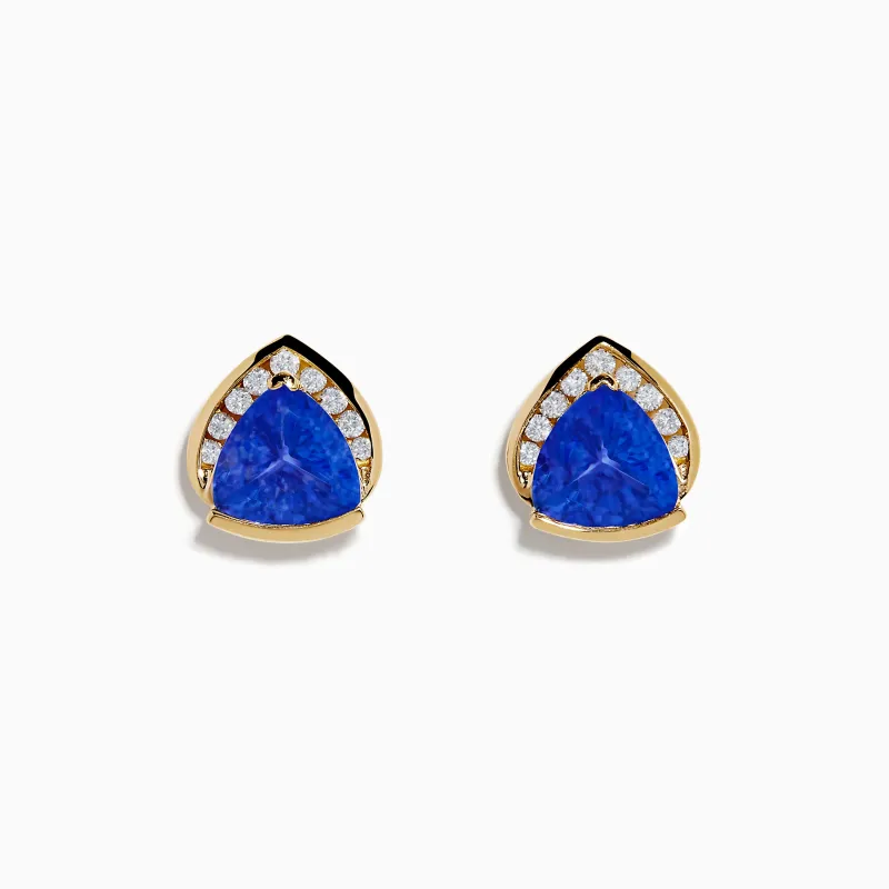14K Yellow Gold Tanzanite and Diamond Earrings sold by Effy