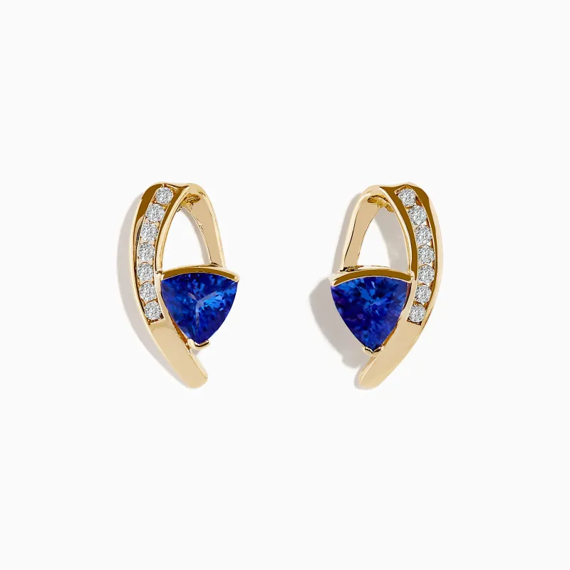 14K Yellow Gold Tanzanite and Diamond Drop Earrings sold by Effy