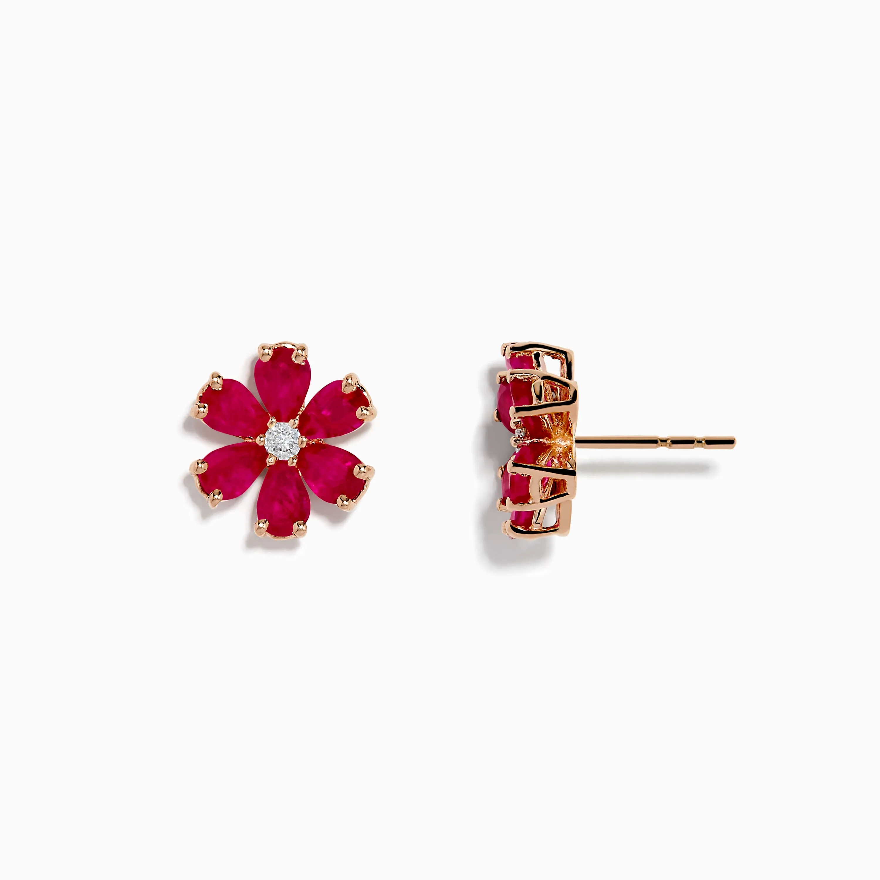14K Rose Gold Ruby Flower Earrings sold by Effy product image thumbnail 2