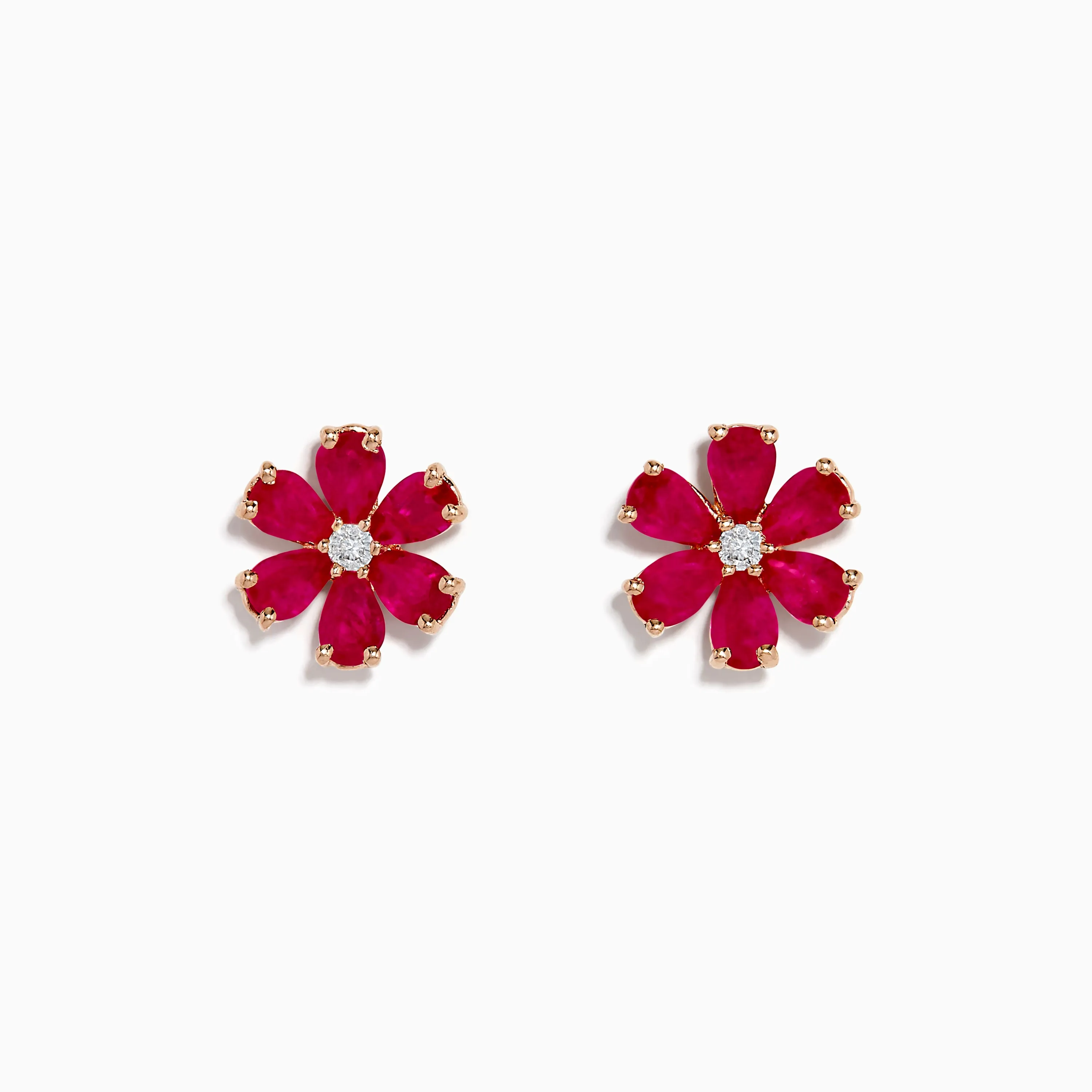 14K Rose Gold Ruby Flower Earrings sold by Effy