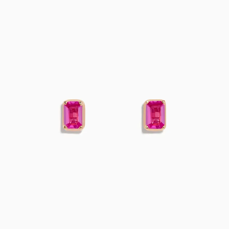14K Rose Gold Pink Sapphire Earrings sold by Effy