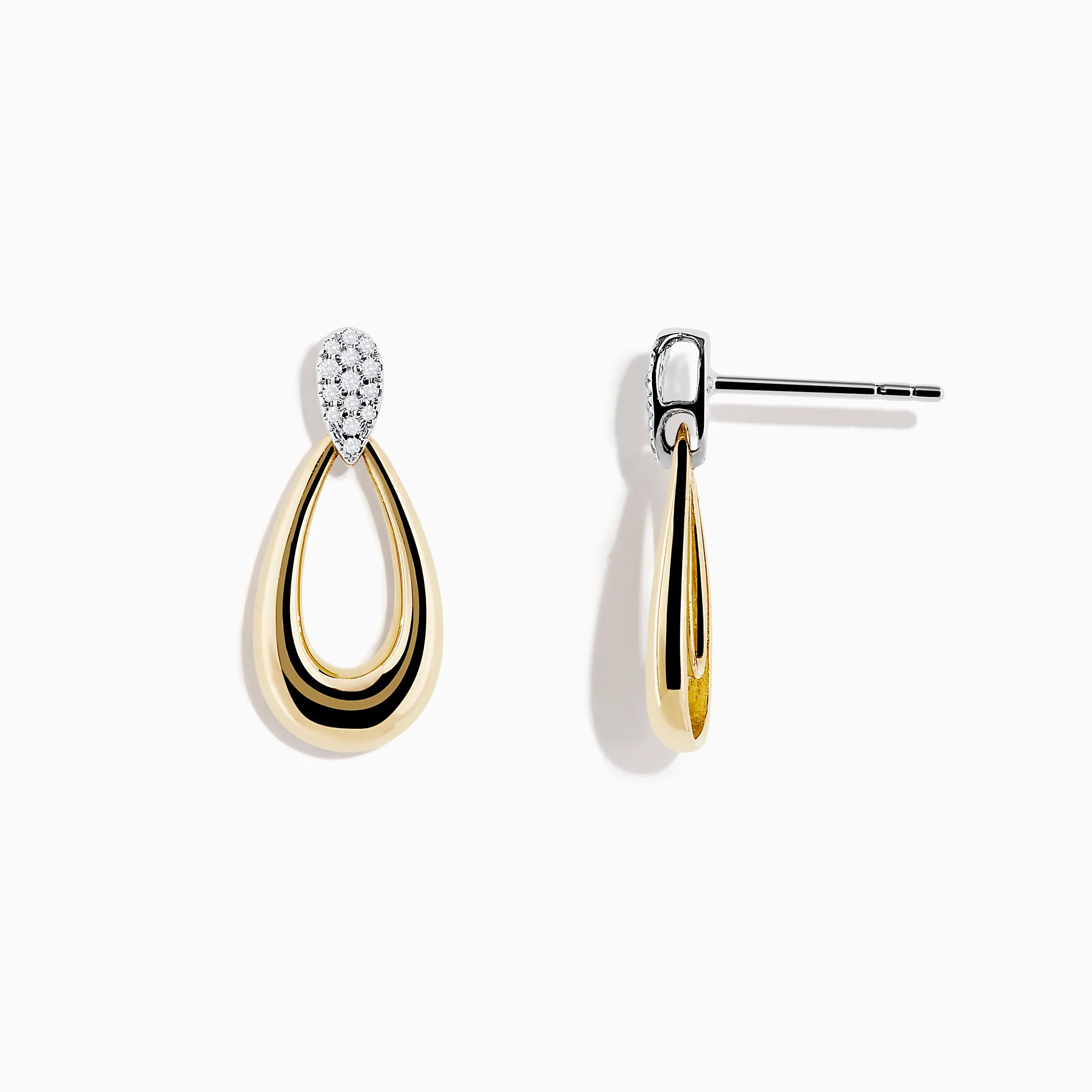 14K Two-Tone Gold and Diamond Dewdrop Earrings sold by Effy product image thumbnail 2