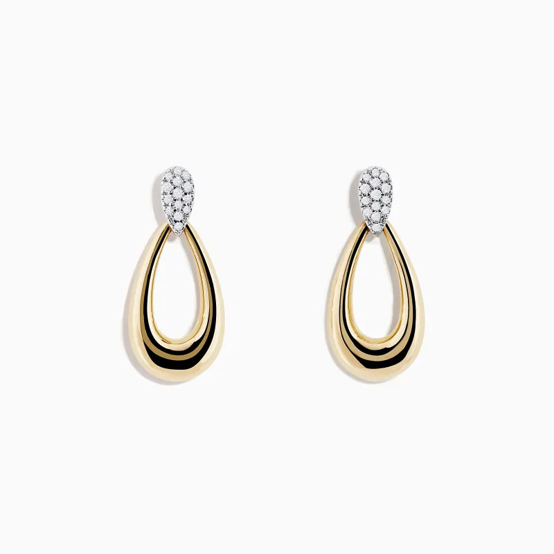 14K Two-Tone Gold and Diamond Dewdrop Earrings sold by Effy