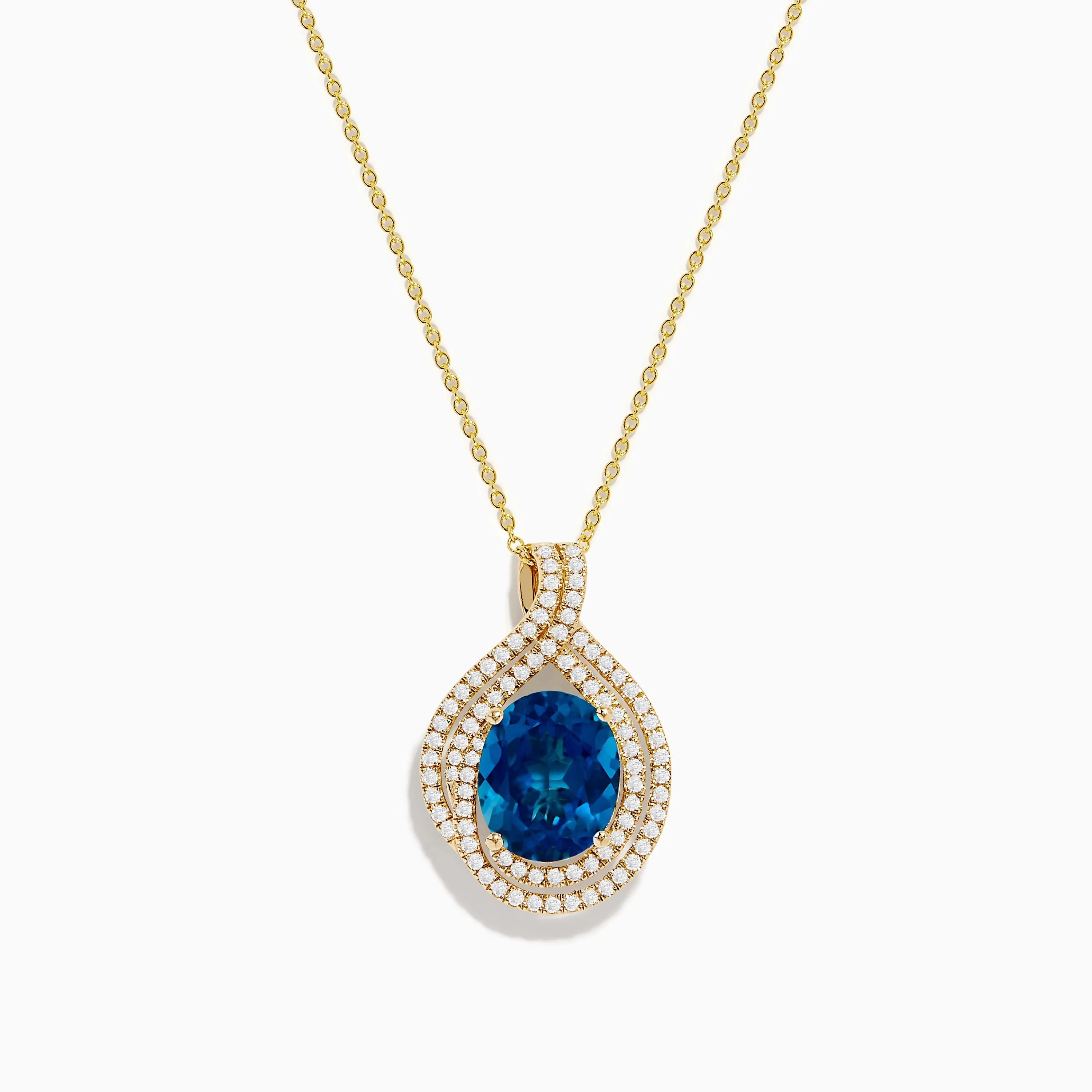 Ocean Blue 14K Gold London Blue Topaz and Diamond Pendant sold by Effy