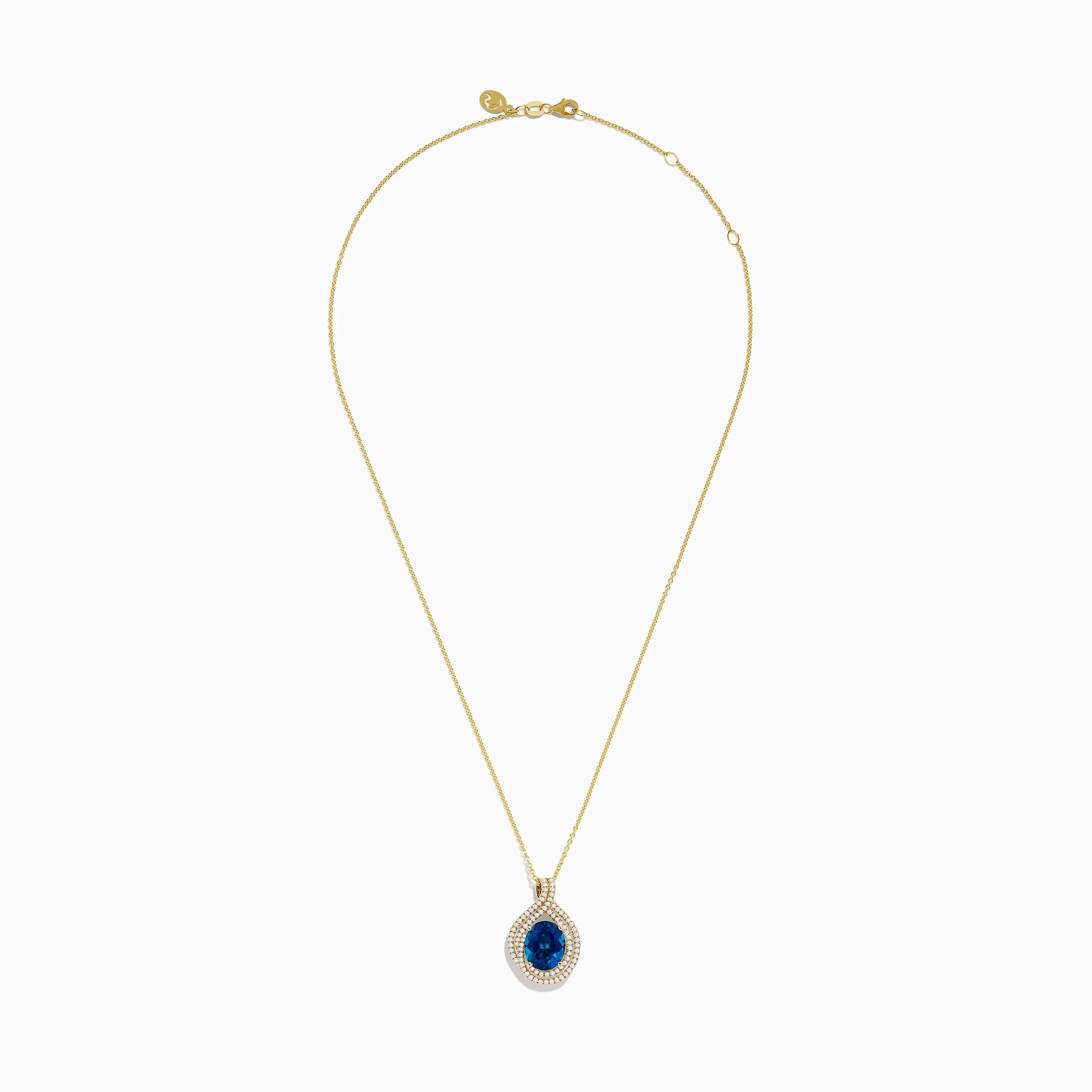 Ocean Blue 14K Gold London Blue Topaz and Diamond Pendant sold by Effy product image thumbnail 2