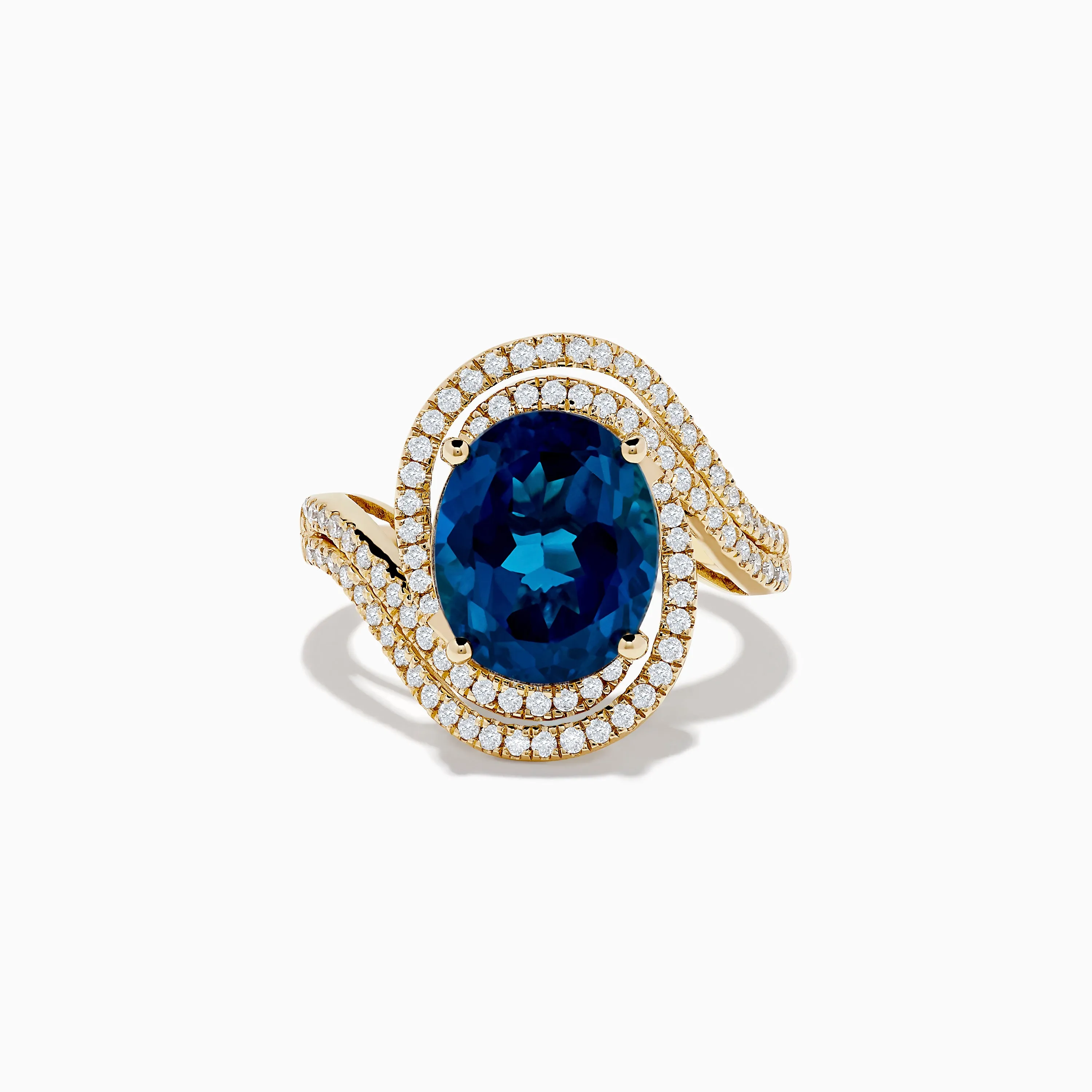 Ocean Blue 14K Gold London Blue Topaz and Diamond Ring sold by Effy