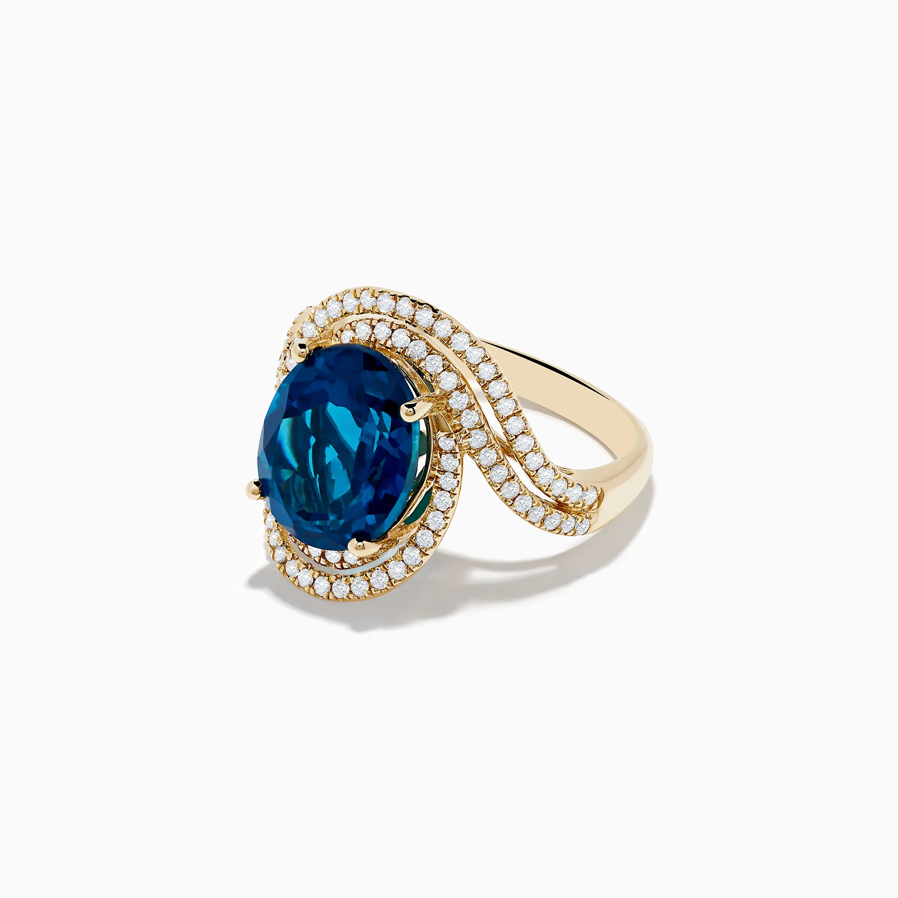Ocean Blue 14K Gold London Blue Topaz and Diamond Ring sold by Effy product image thumbnail 2
