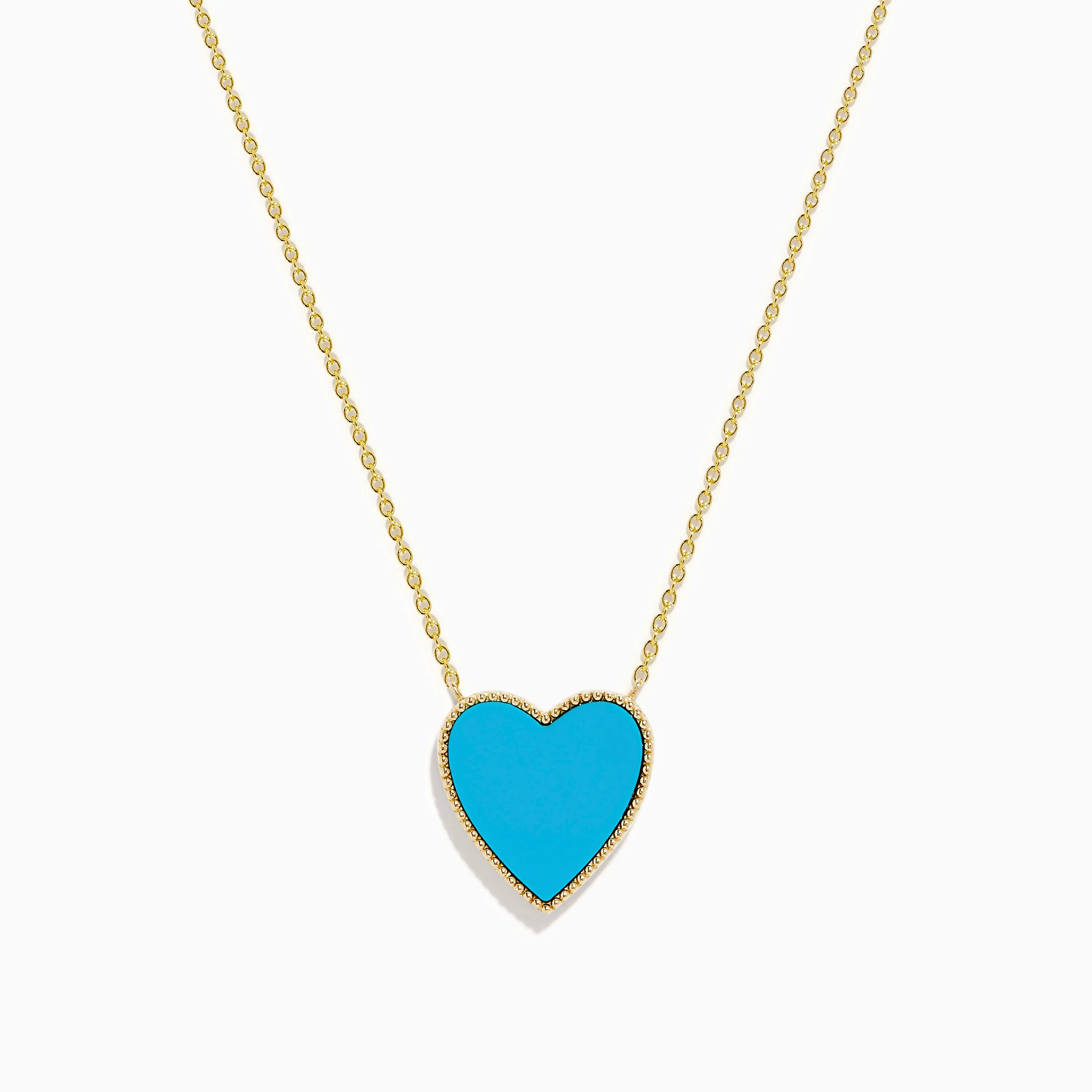 14K Gold Turquoise and Diamond Reversible Heart Necklace sold by Effy