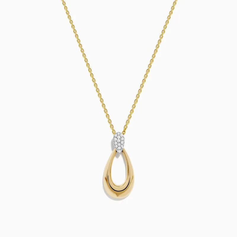 14K Two-Tone Gold and Diamond Dewdrop Pendant sold by Effy
