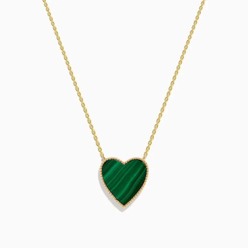 14K Gold Malachite and Diamond Reversible Heart Necklace sold by Effy