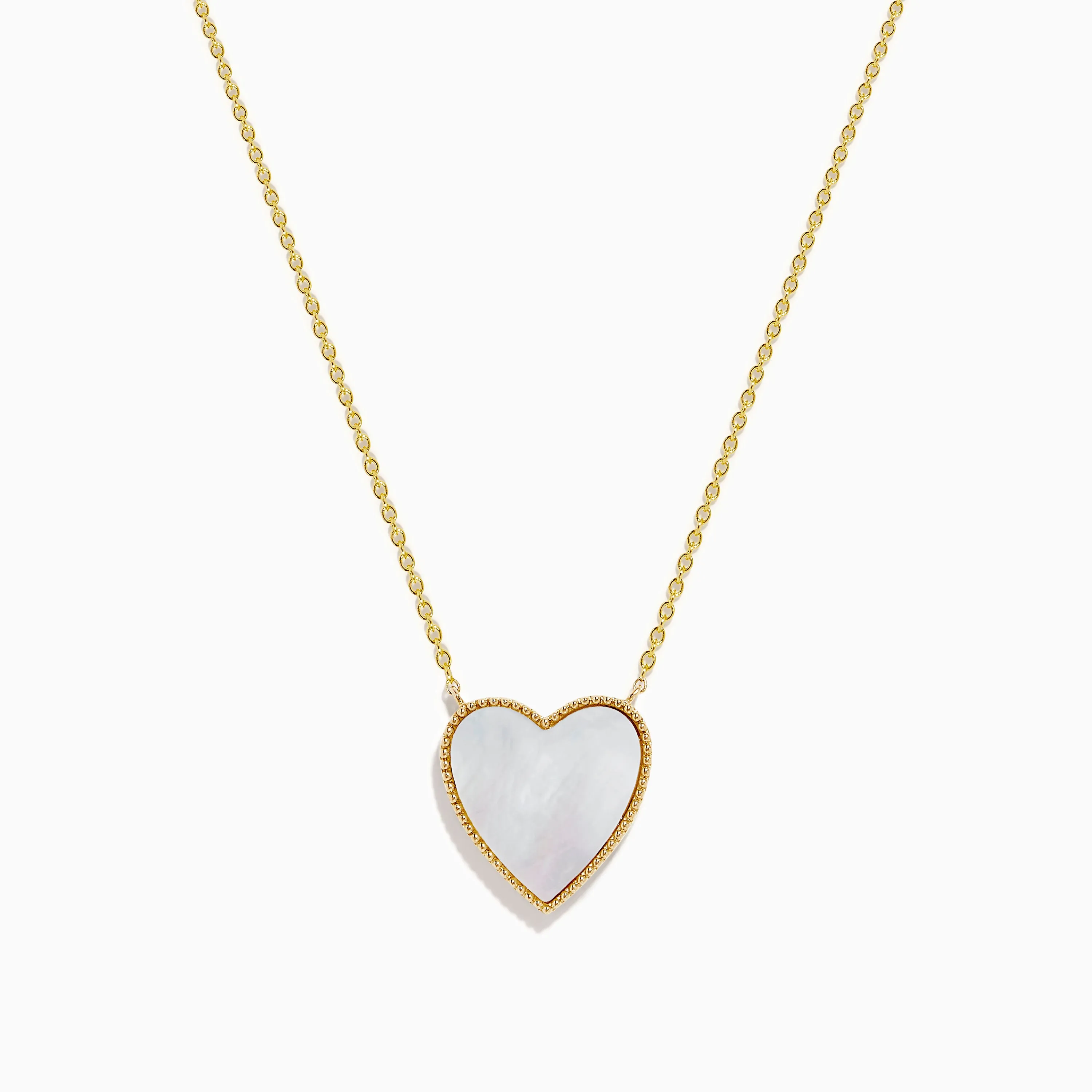14K Gold Mother of Pearl and Diamond Reversible Heart Necklace sold by Effy