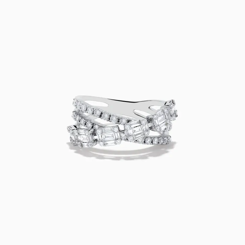 Classique 14K White Gold Diamond Crossover Ring sold by Effy