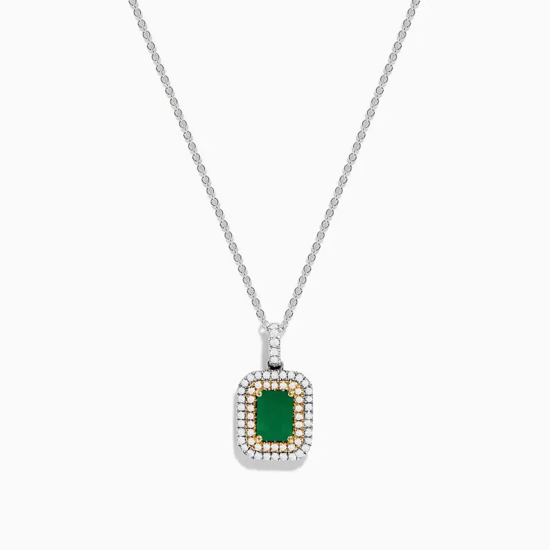 Brasilica 14K White & Yellow Gold Emerald and Diamond Pendant sold by Effy