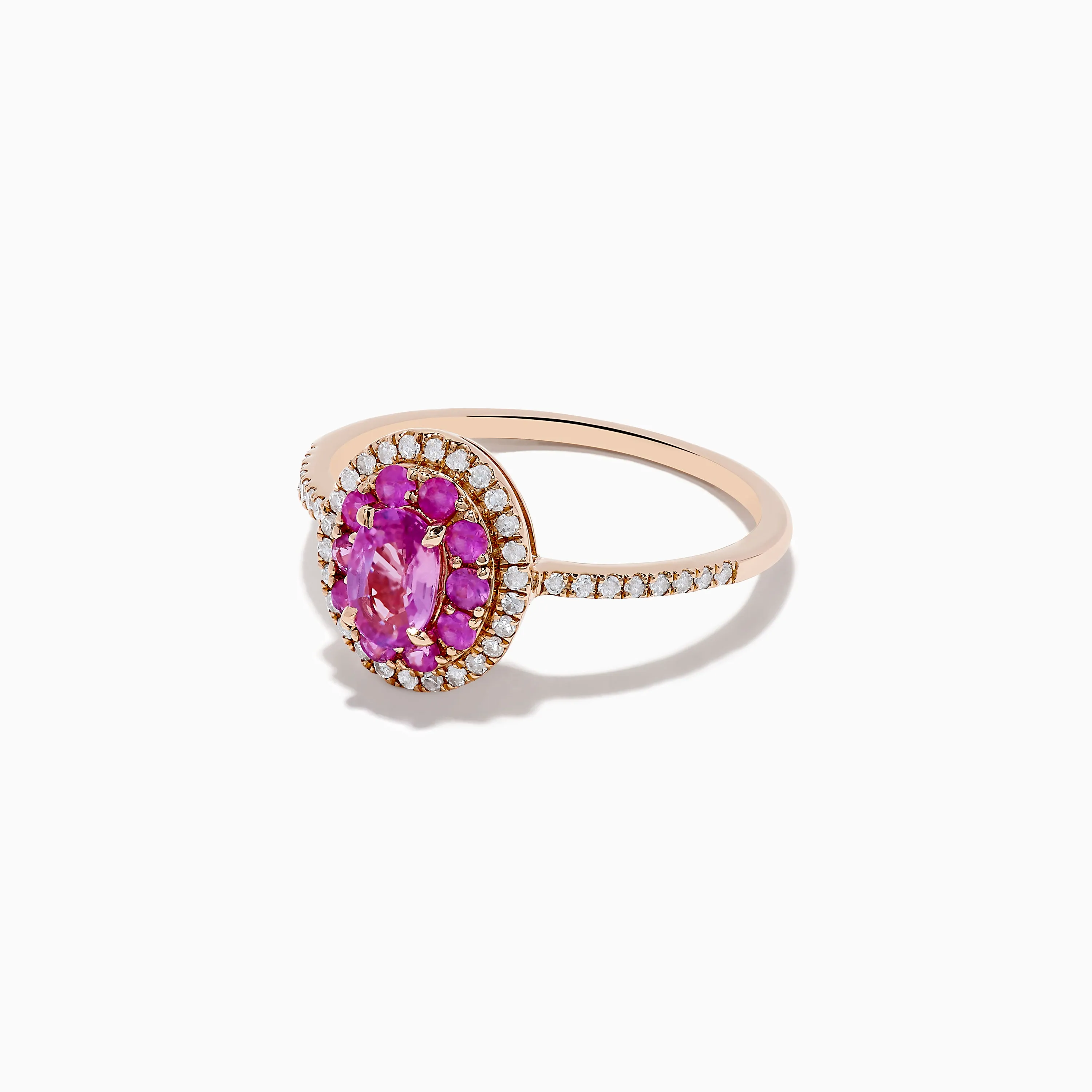 14K Rose Gold Pink Sapphire and Diamond Double Halo Ring sold by Effy product image thumbnail 2