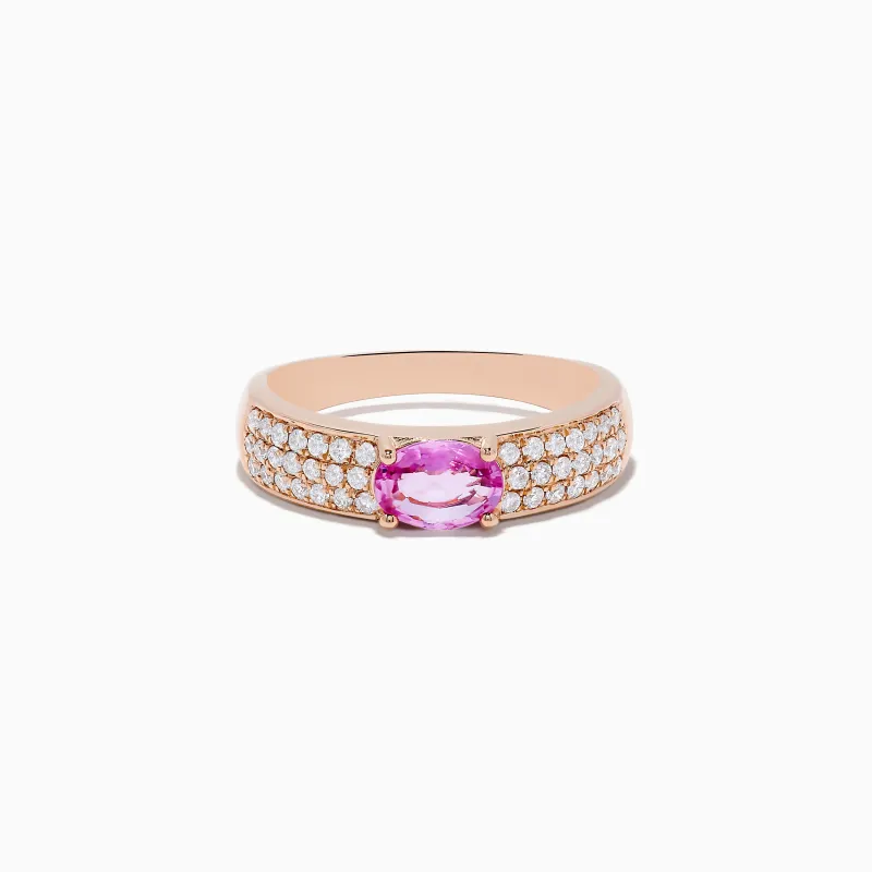 14K Rose Gold Pink Sapphire and Diamond Ring sold by Effy