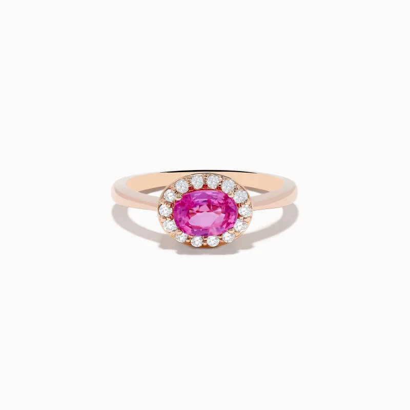 14K Rose Gold Pink Sapphire and Diamond Ring sold by Effy