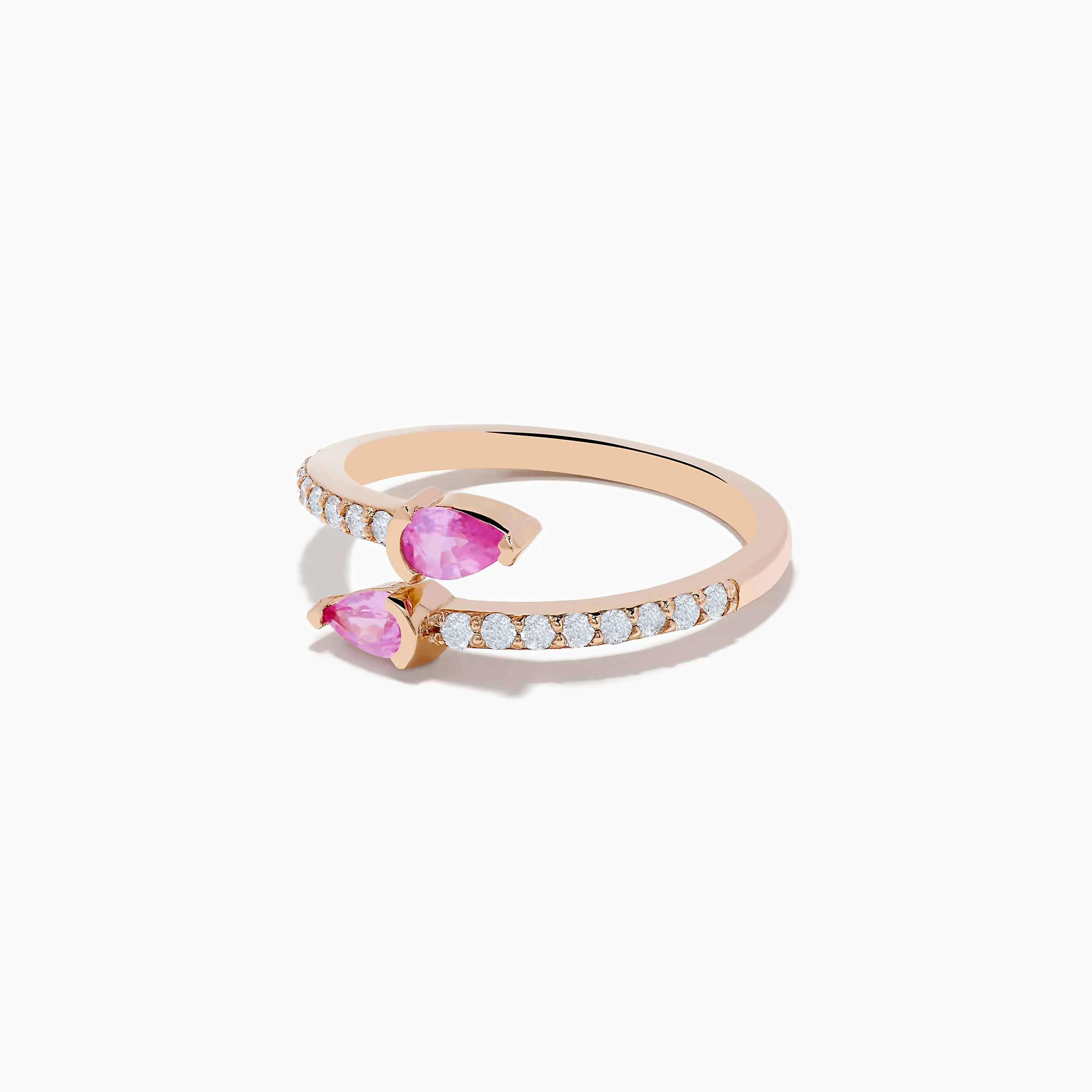 14K Rose Gold Pink Sapphire and Diamond Bypass Ring sold by Effy product image thumbnail 2