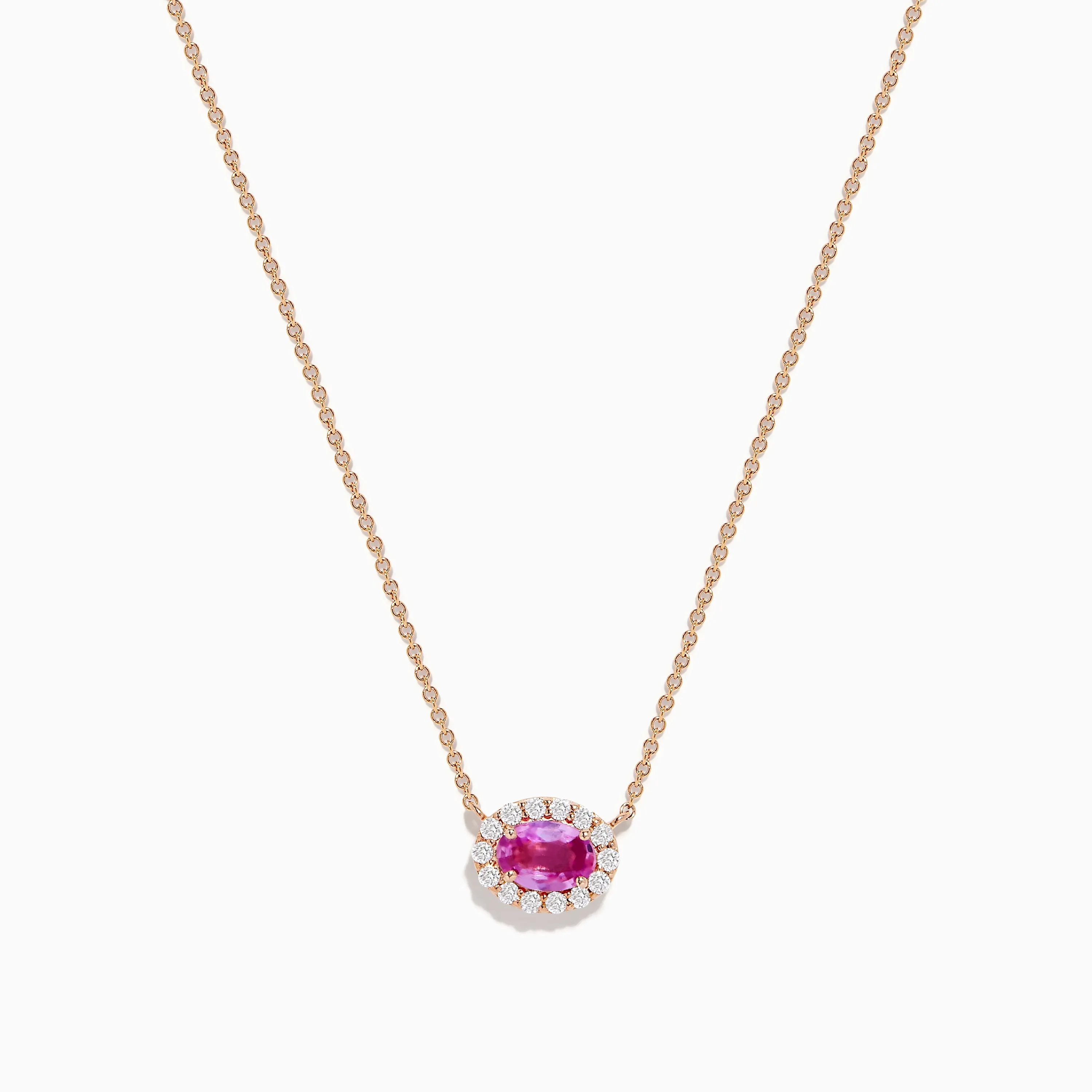 14K Rose Gold Pink Sapphire and Diamond Necklace sold by Effy