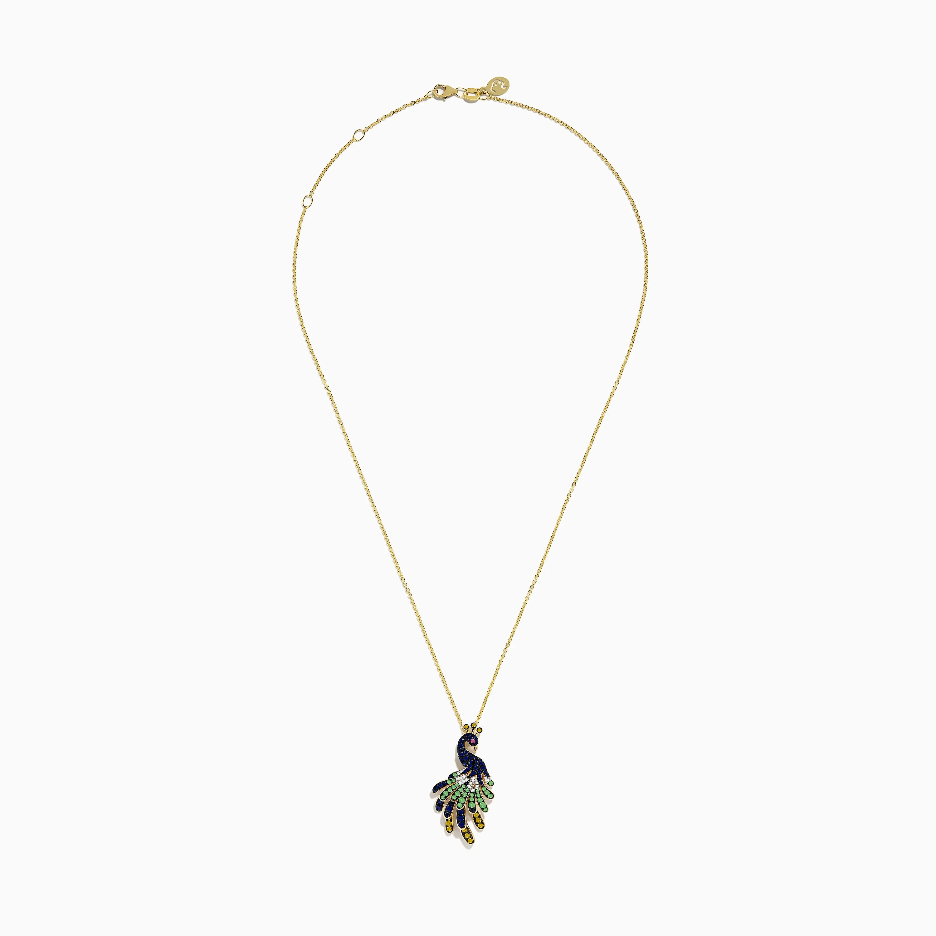 Safari 14K Yellow Gold Multi Color Sapphire and Diamond Peacock Pendant sold by Effy product image thumbnail 2