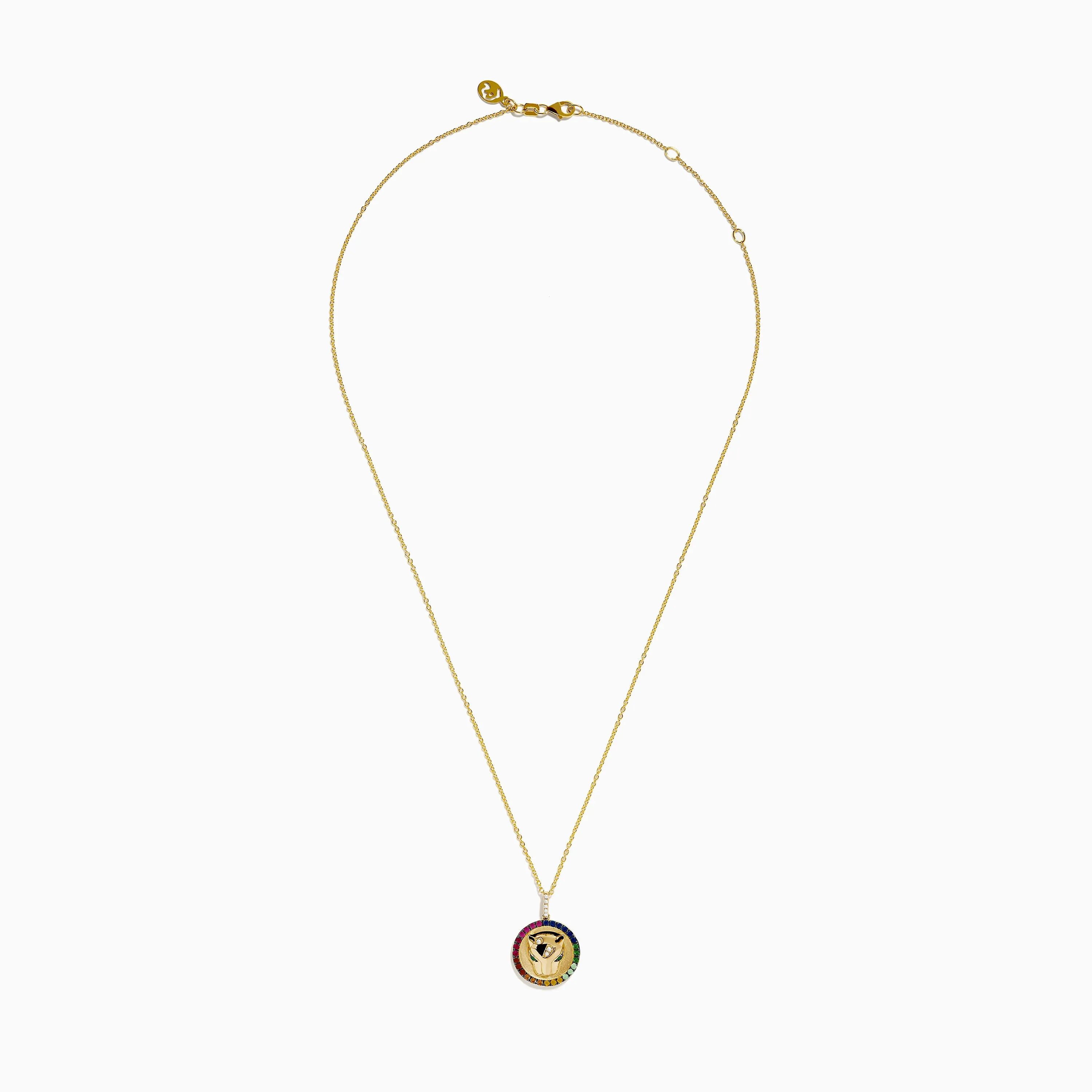 14K Yellow Gold Emerald Multi Sapphire and Diamond Panther Pendant sold by Effy product image thumbnail 2