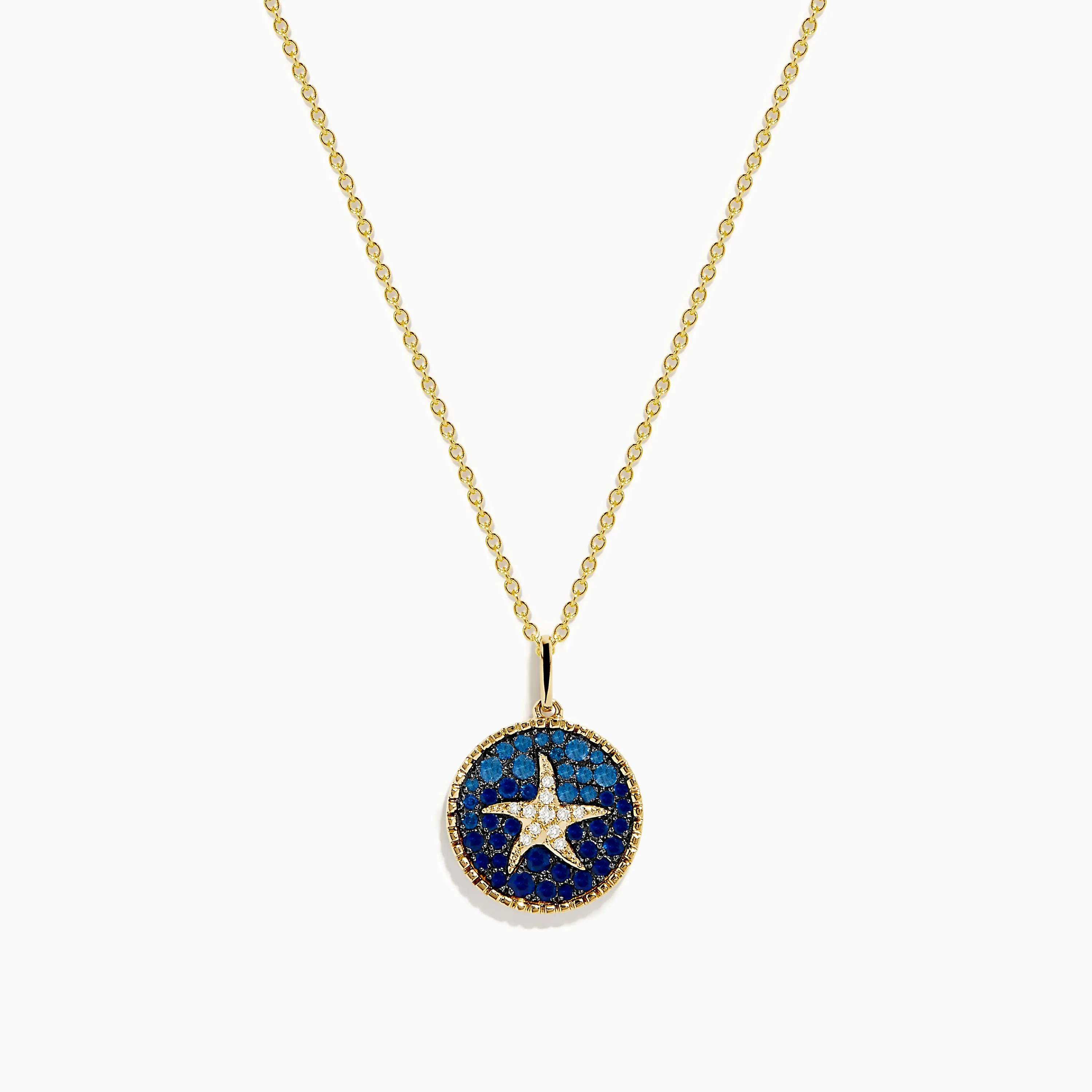 Seaside 14K Yellow Gold Sapphire and Diamond Starfish Pendant sold by Effy