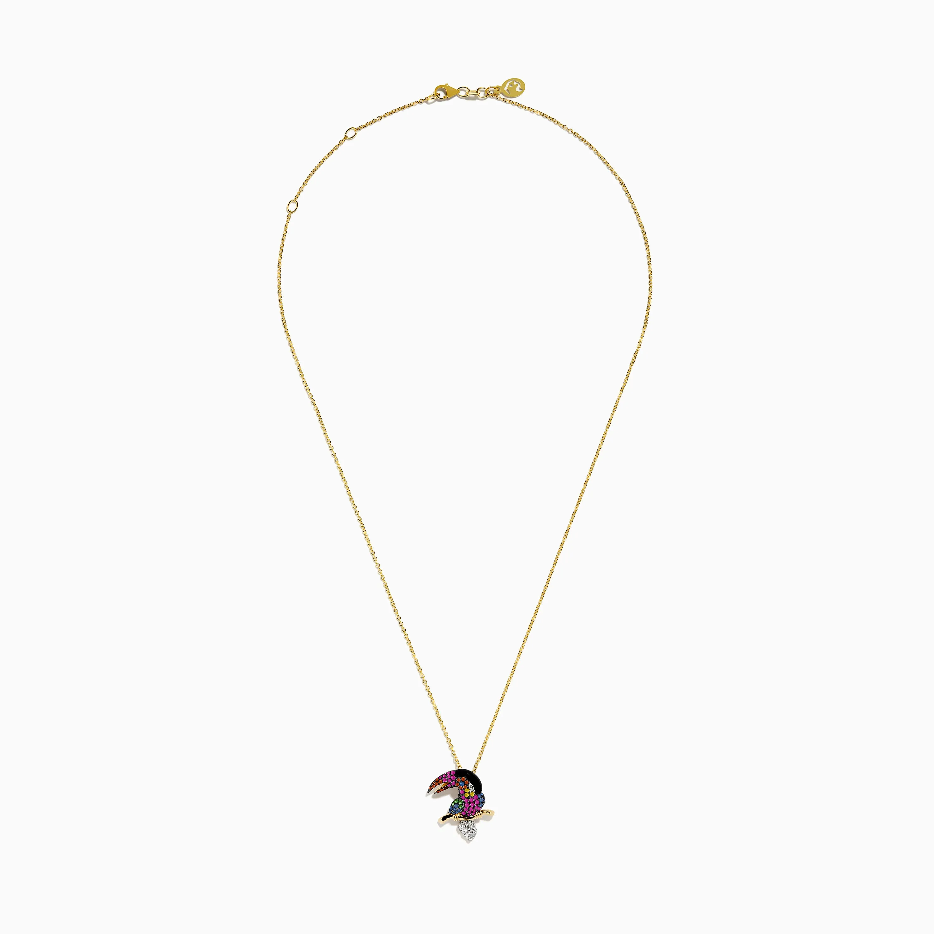 14K Yellow Gold Multi Color Sapphire Black Agate and Diamond Parrot Pendant sold by Effy product image thumbnail 2