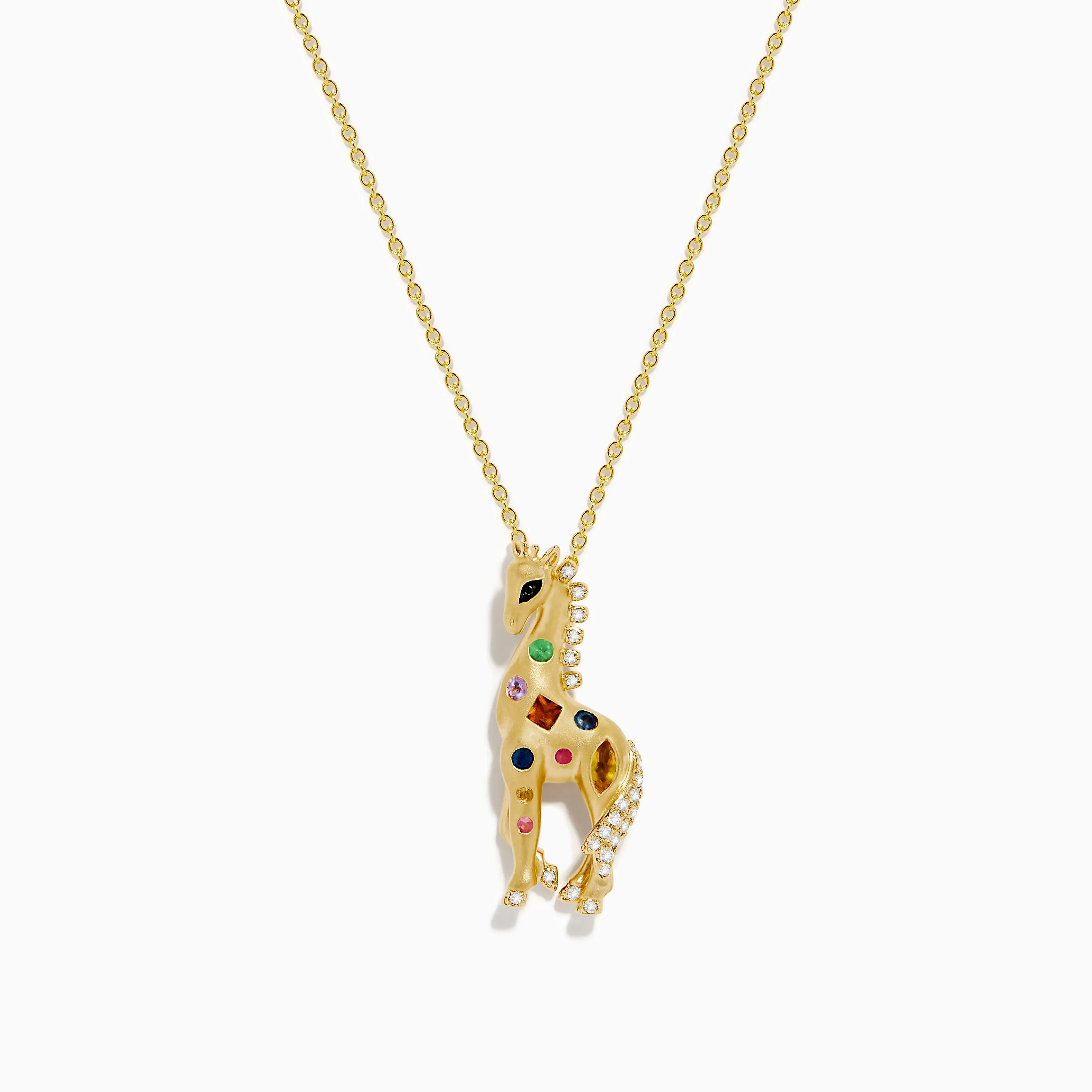 Safari 14K Yellow Gold Multi Sapphire and Diamond Giraffe Pendant sold by Effy