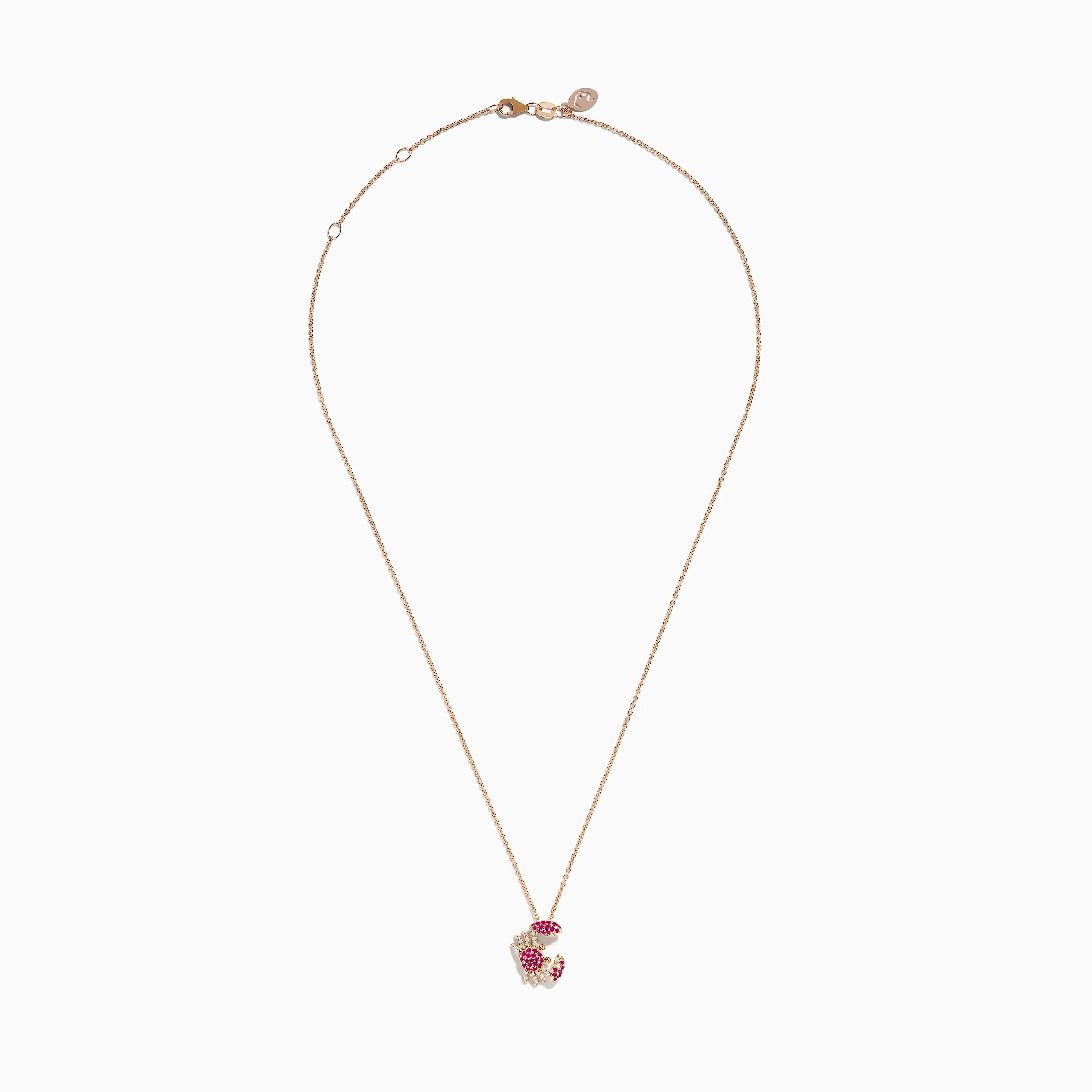 Seaside 14K Rose Gold Pink Sapphire and Diamond Crab Pendant sold by Effy product image thumbnail 2