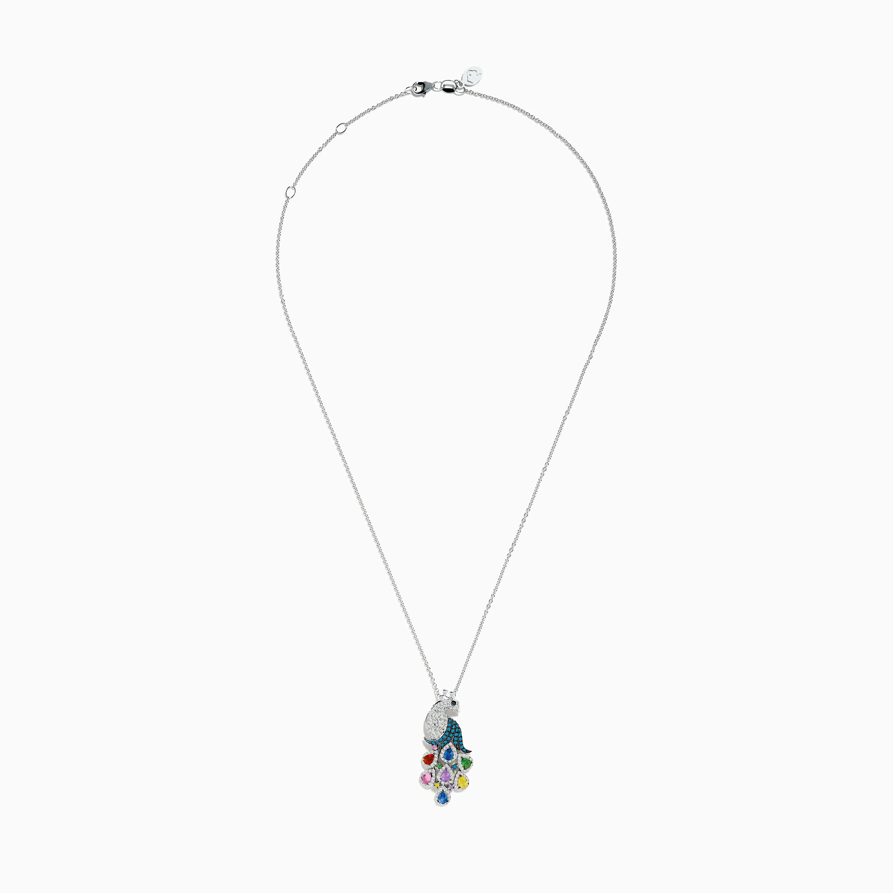 14K White Gold Multi Color Diamond and Sapphire Peacock Pendant sold by Effy product image thumbnail 2