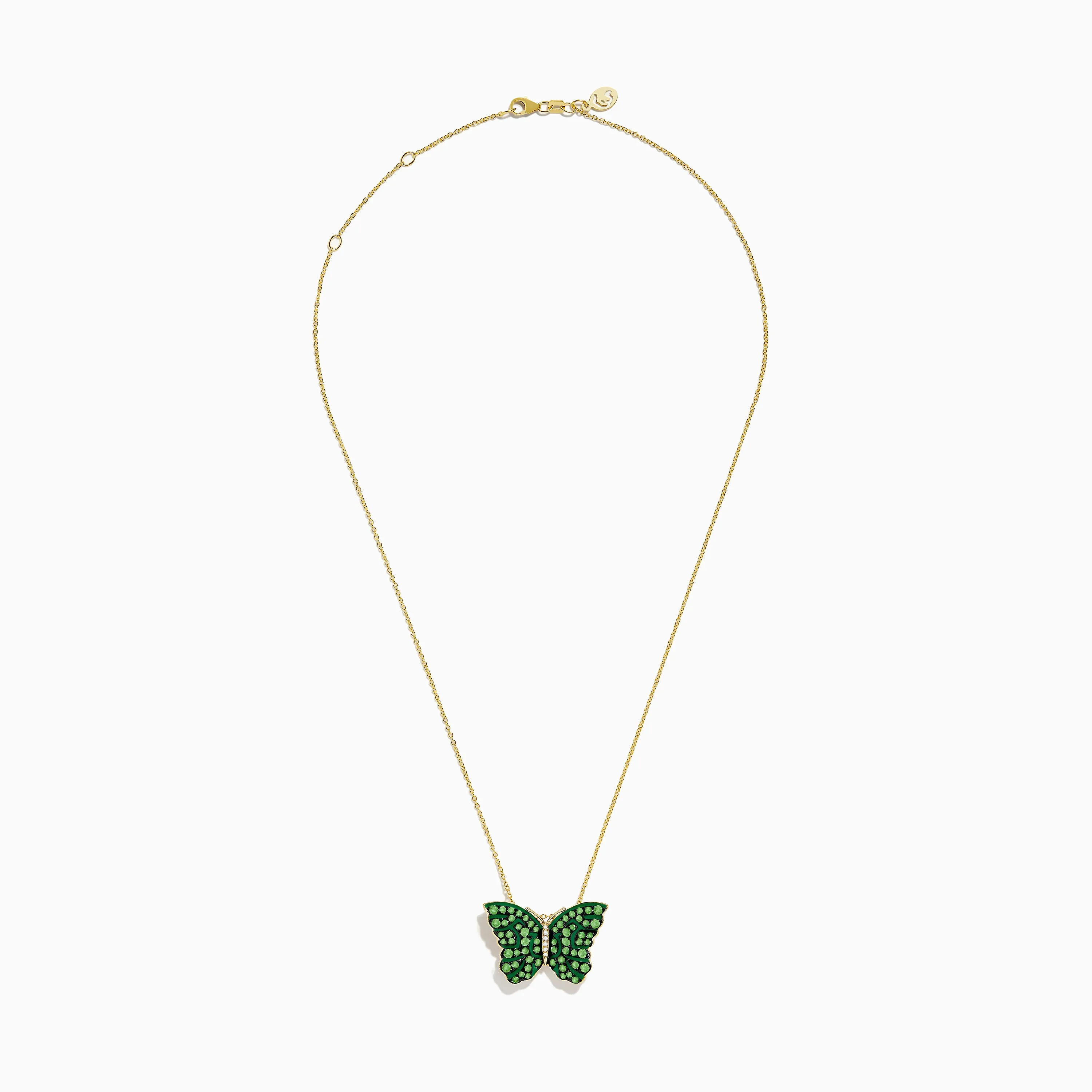 Nature 14K Yellow Gold Tsavorite and Diamond Butterfly Pendant sold by Effy product image thumbnail 2