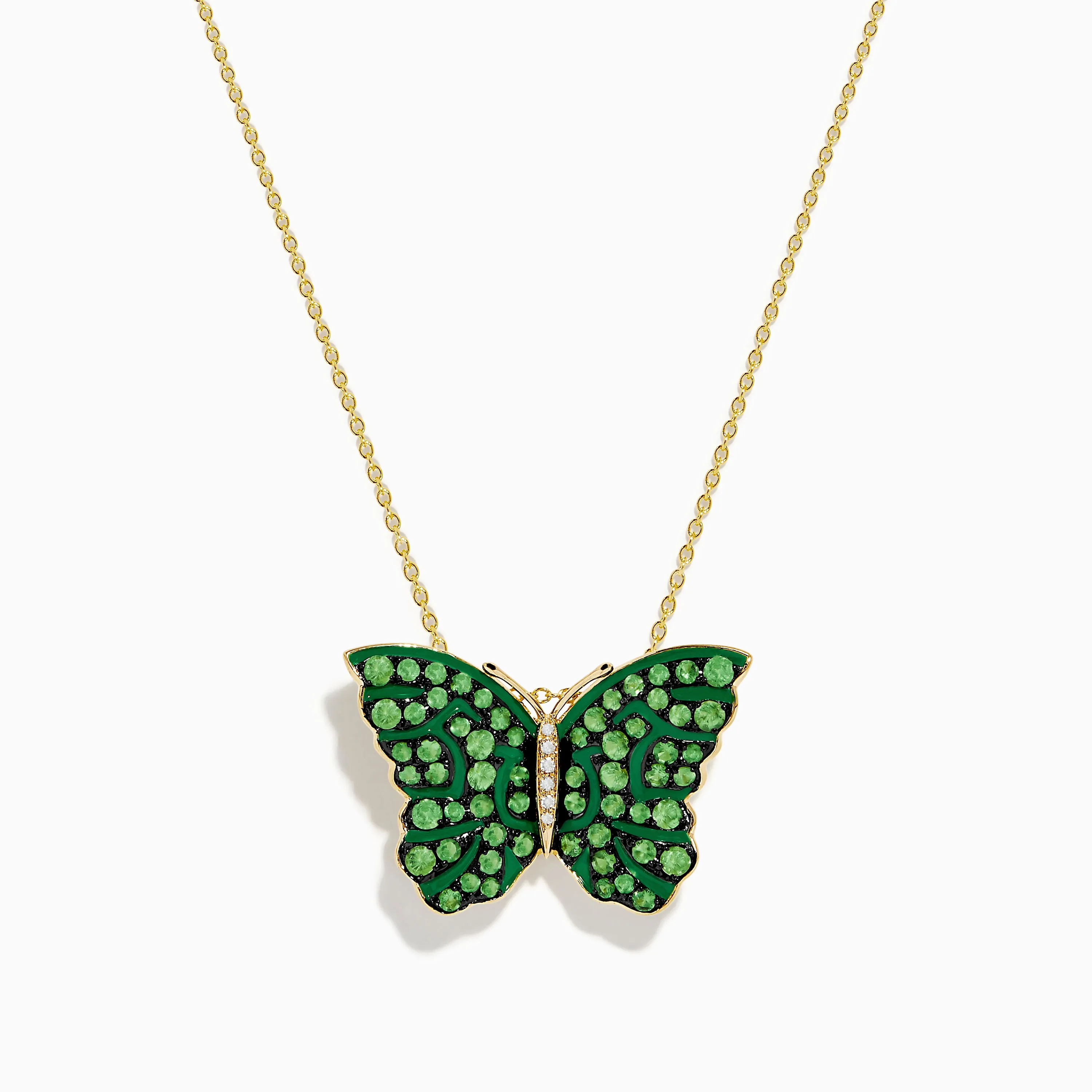 Nature 14K Yellow Gold Tsavorite and Diamond Butterfly Pendant sold by Effy