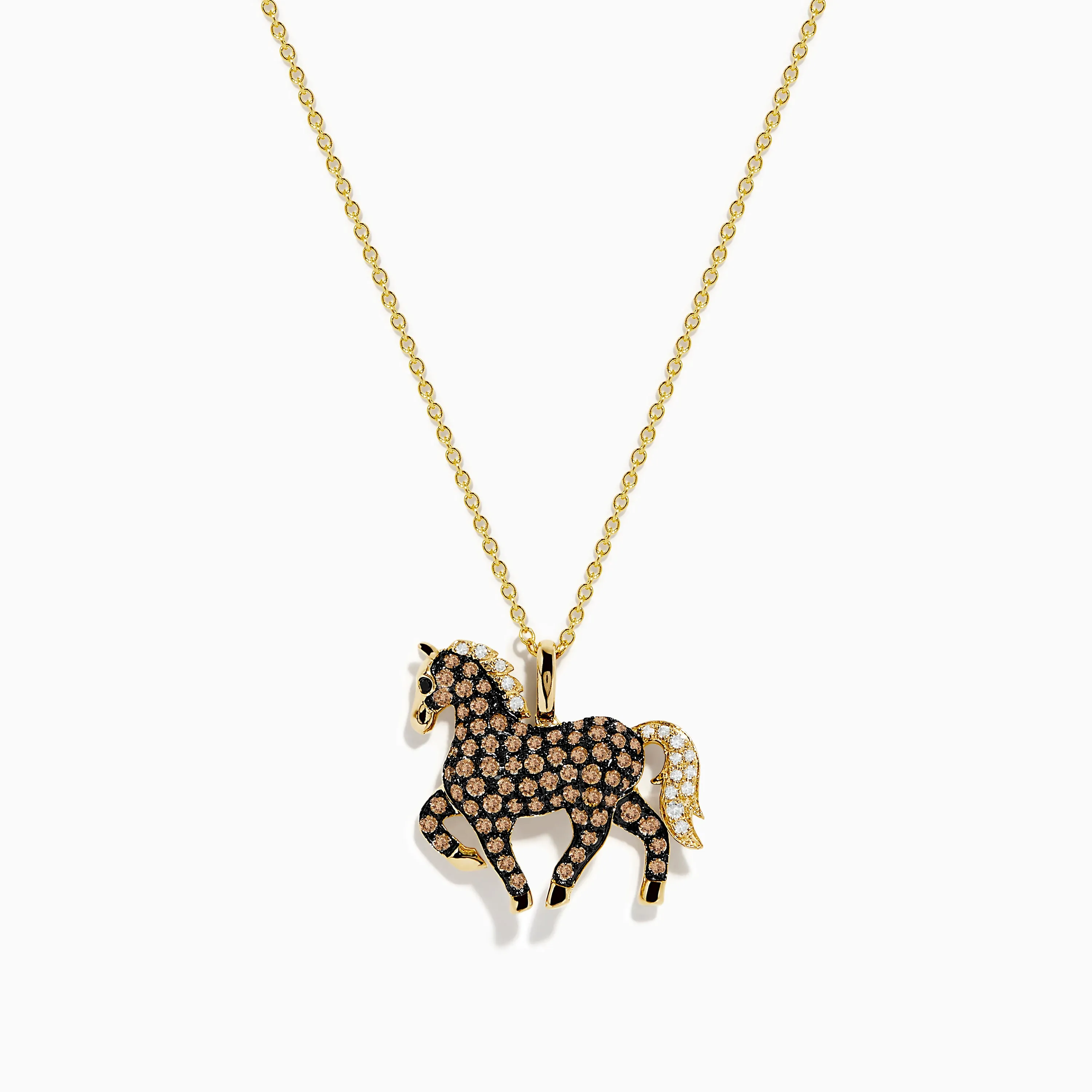 14K Yellow Gold Diamond,Black Diamond,Espresso Diamond Horse Pendant sold by Effy