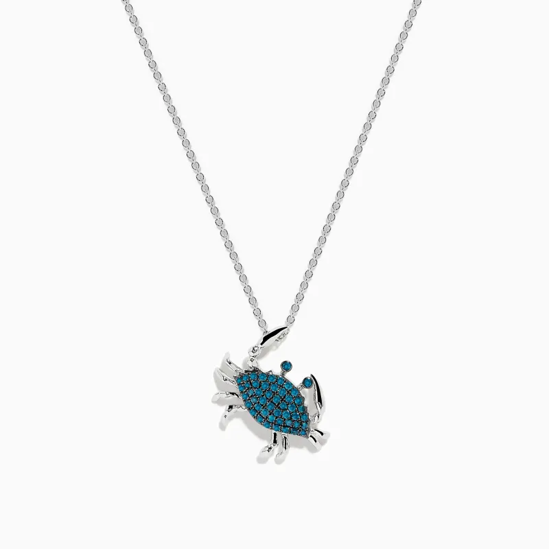 Seaside 14K White Gold Blue Diamond Crab Pendant sold by Effy
