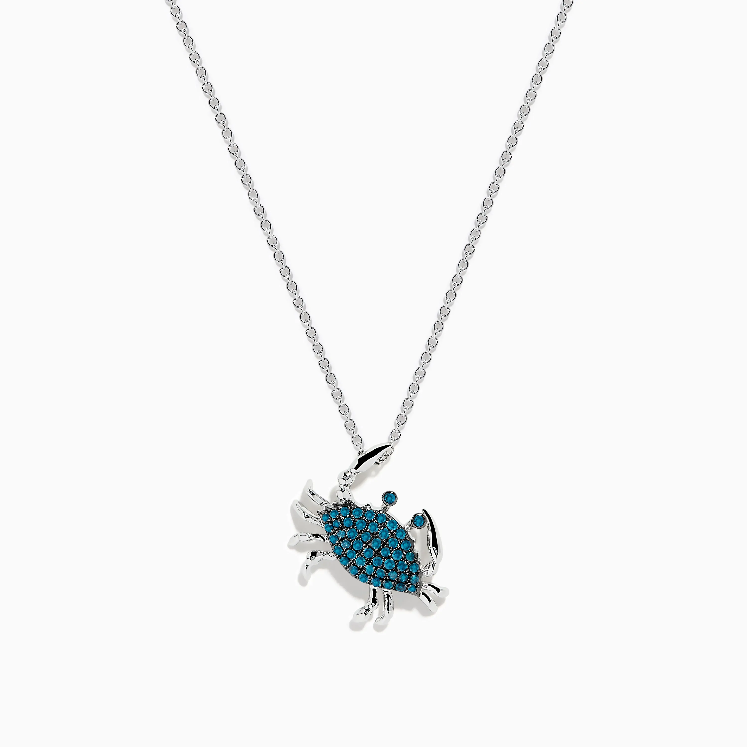 Seaside 14K White Gold Blue Diamond Crab Pendant sold by Effy