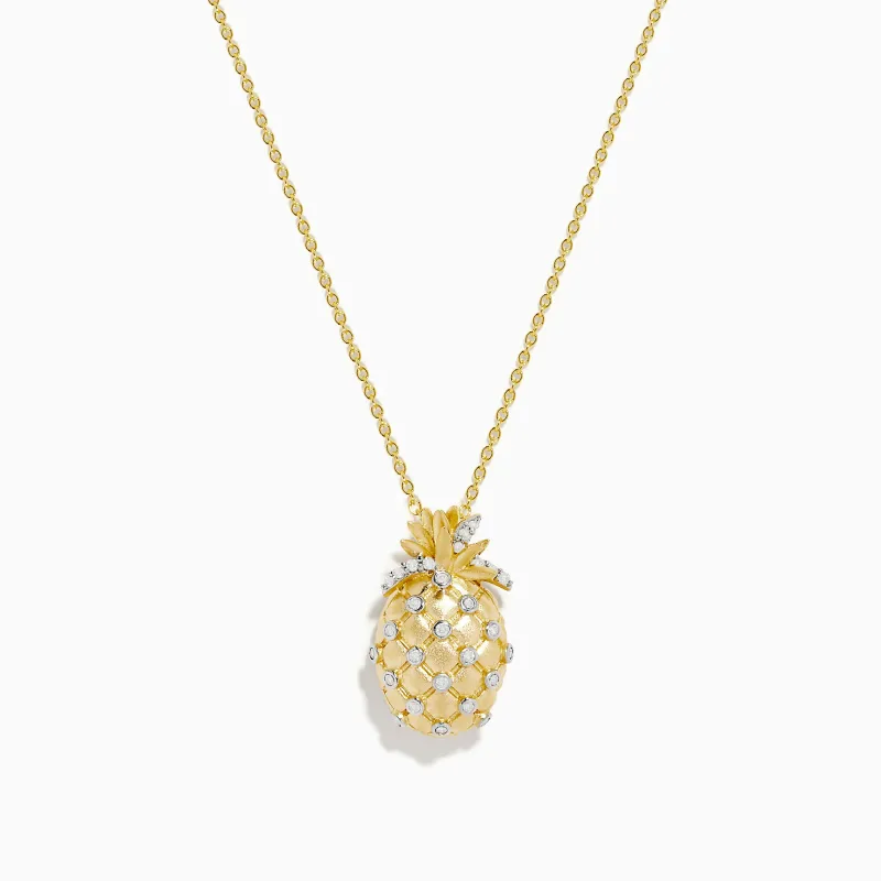 Novelty 14K Yellow Gold Diamond Pineapple Pendant sold by Effy