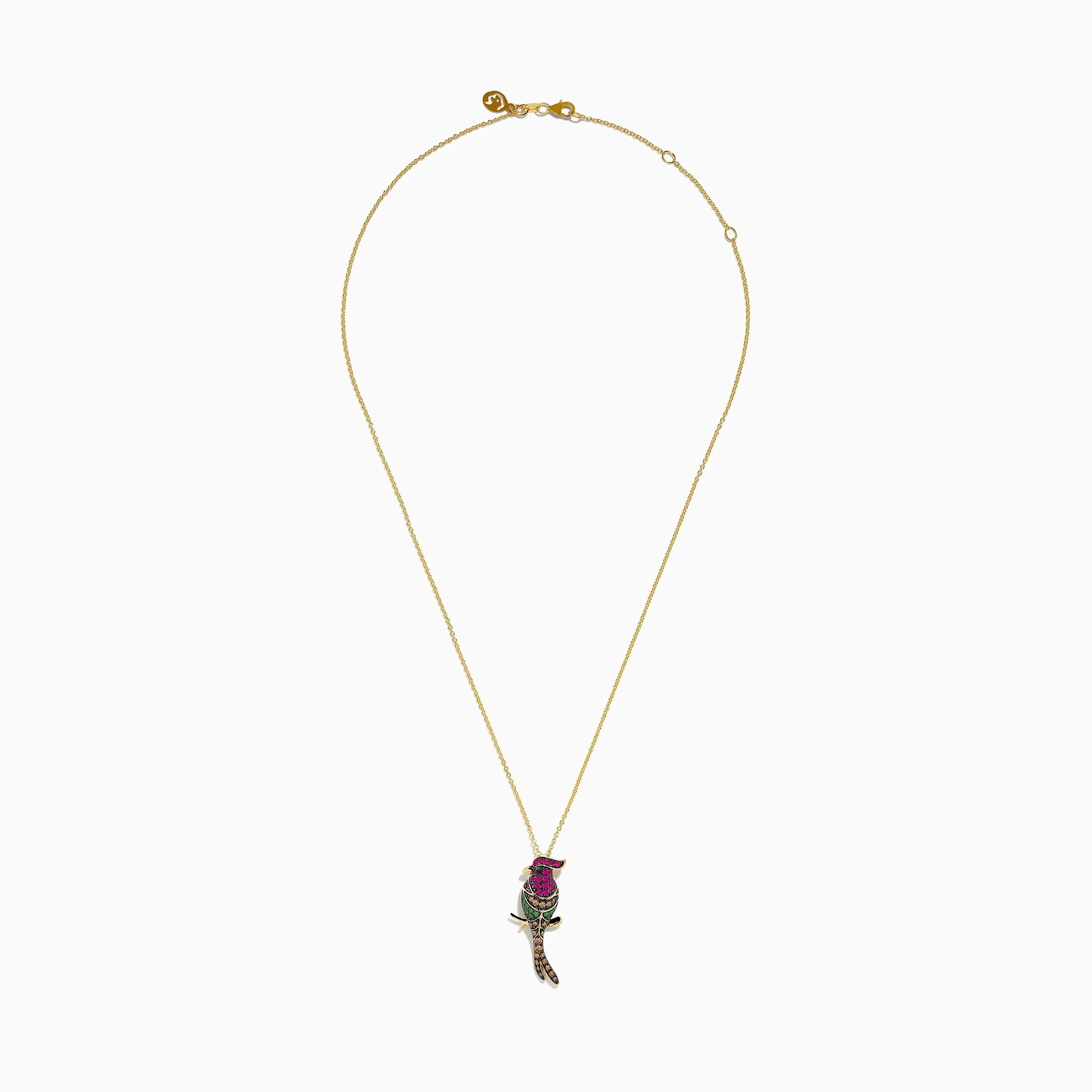 Safari 14K Yellow Gold Ruby Tsavorite and Diamond Cardinal Pendant sold by Effy product image thumbnail 2